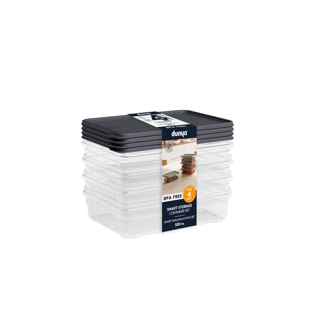 4 Parça Smart Saklama Kabı Set (4 x 500 ml)