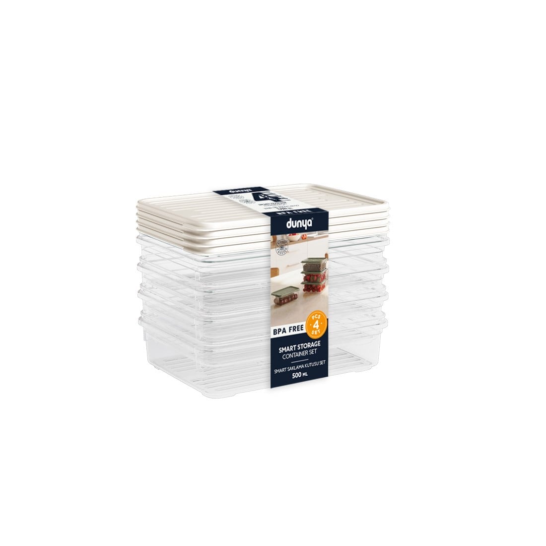4 Parça Smart Saklama Kabı Set (4 x 500 ml)