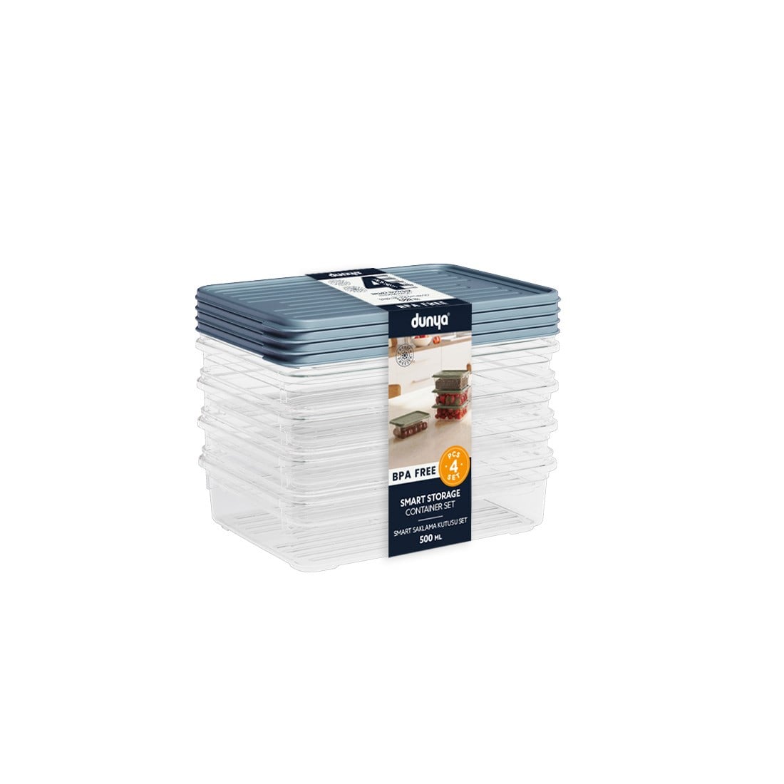 4 Parça Smart Saklama Kabı Set (4 x 500 ml)