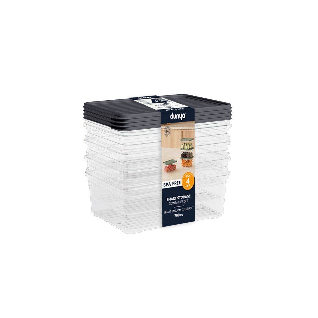 4 Parça Smart Saklama Kabı Set (4 x 700 ml)