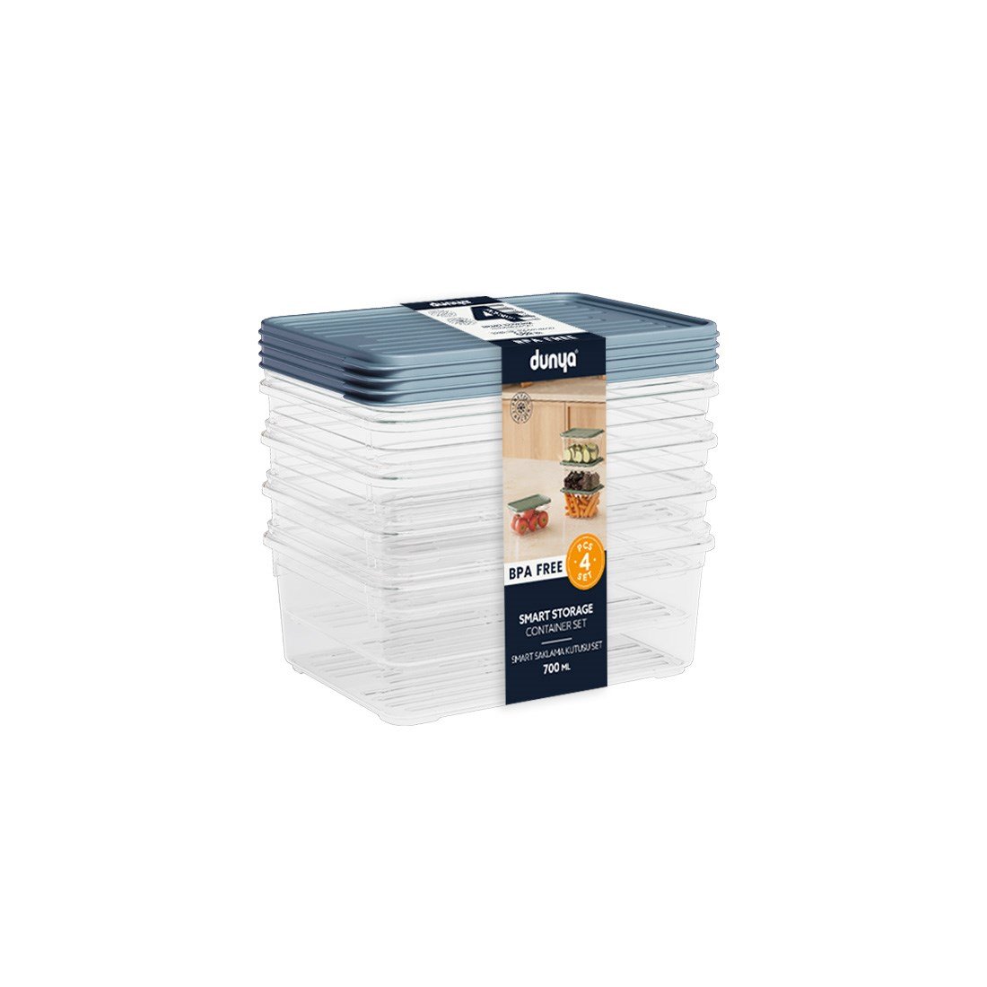 4 Parça Smart Saklama Kabı Set (4 x 700 ml)