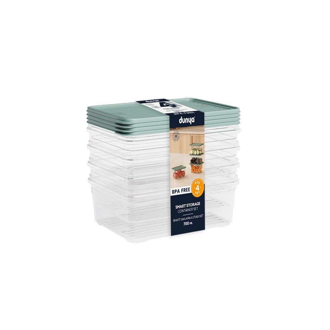 4 Parça Smart Saklama Kabı Set (4 x 700 ml)