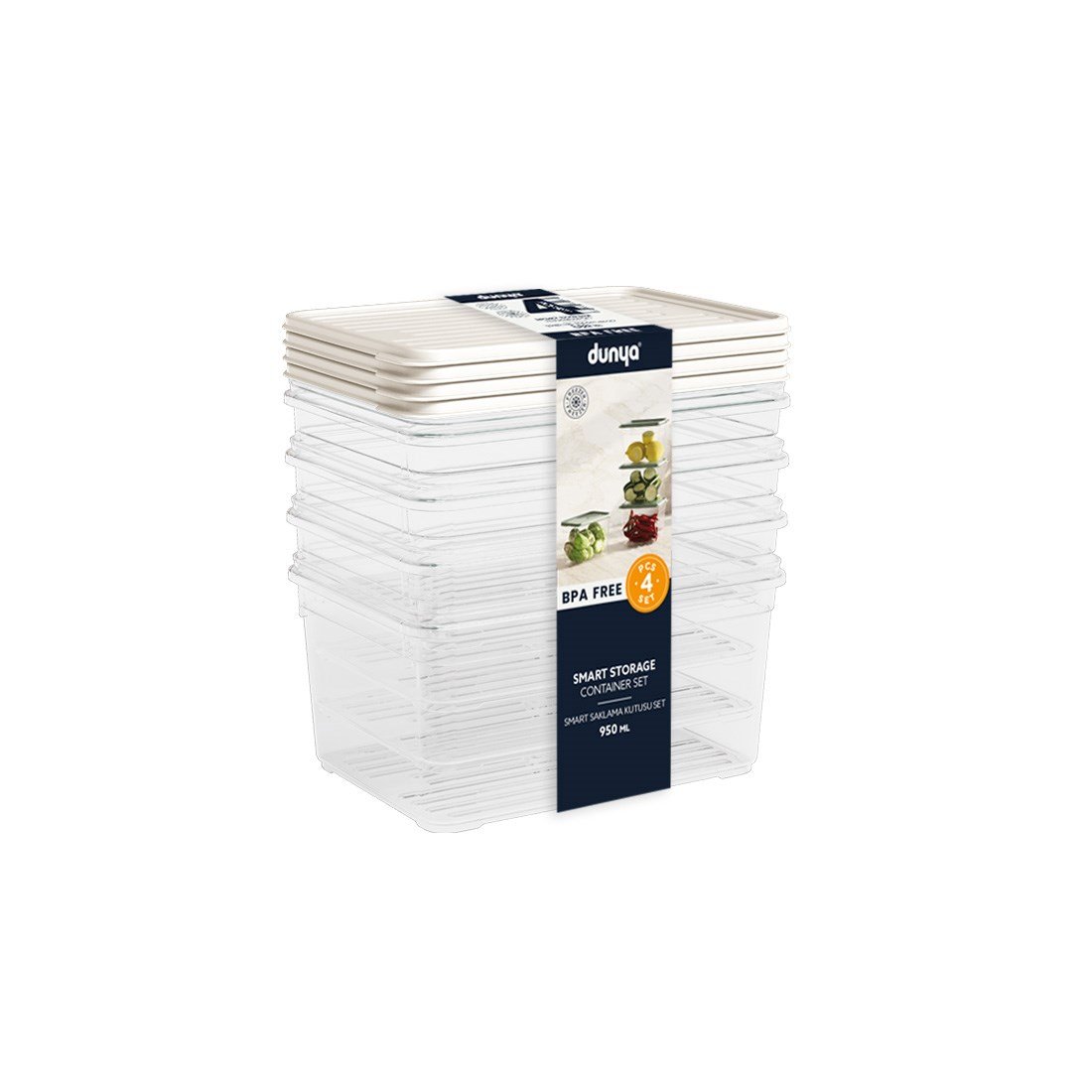 4 Parça Smart Saklama Kabı Set (4 x 950 ml)