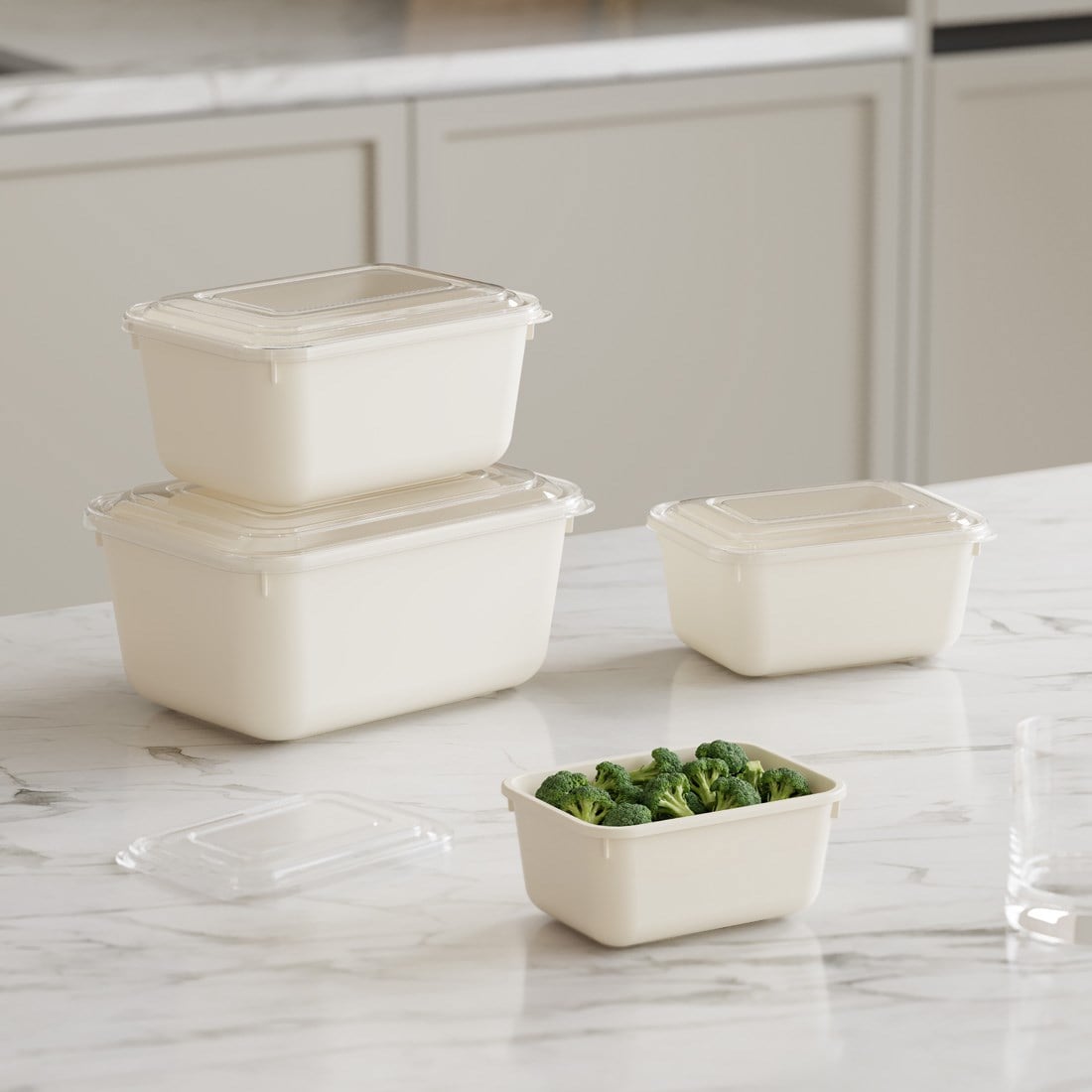 4 Parça Snap Lid Dikdörtgen Set (600-1100-1800-3000 ml)