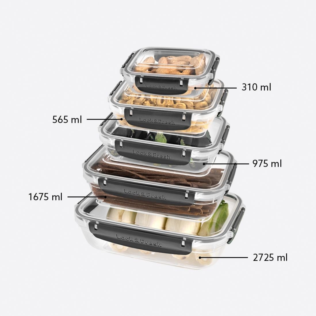 5 Parça Master Dikdörtgen Set (310-565-975-1675-2725 ml)
