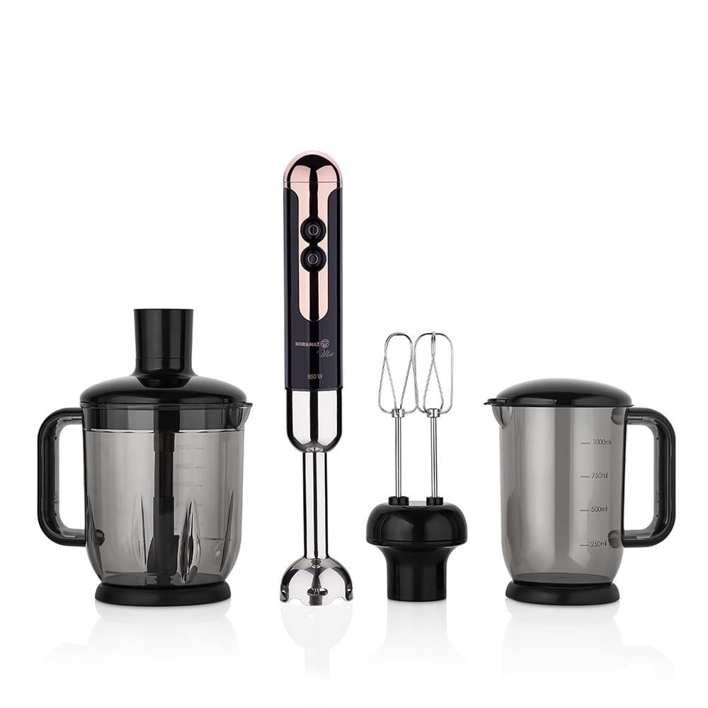 KORKMAZ A447-15 Mia Mega Deluxe Blender Set Siyah / Rosegold