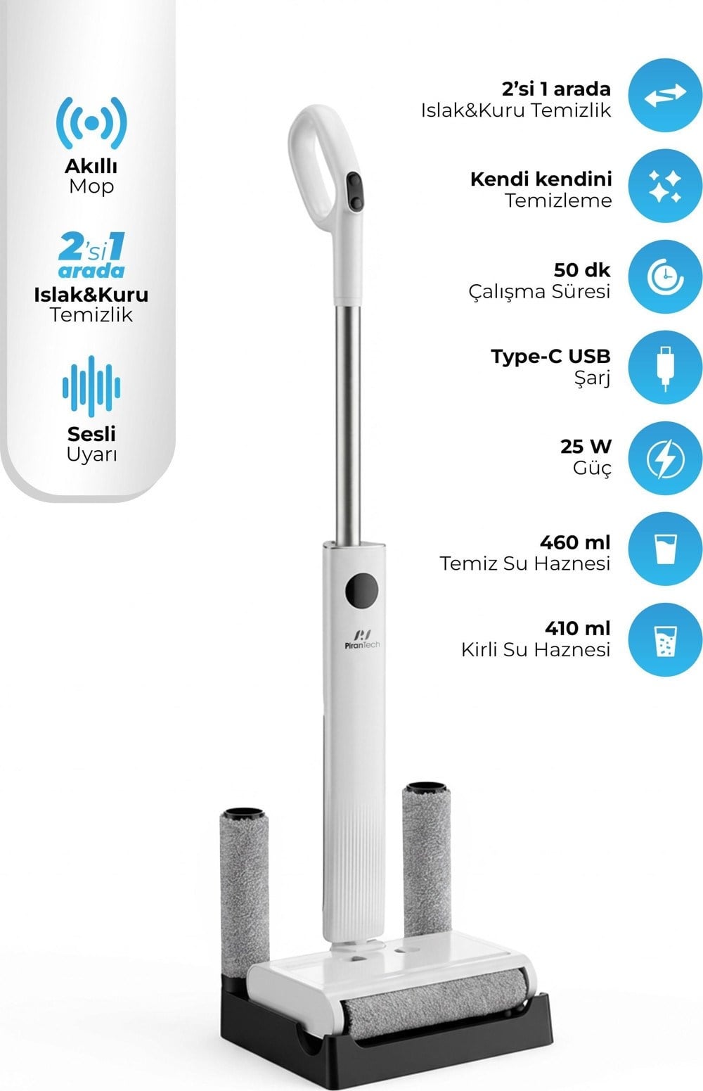 PIRANTECH M 210 Islak Kuru Akıllı Mop
