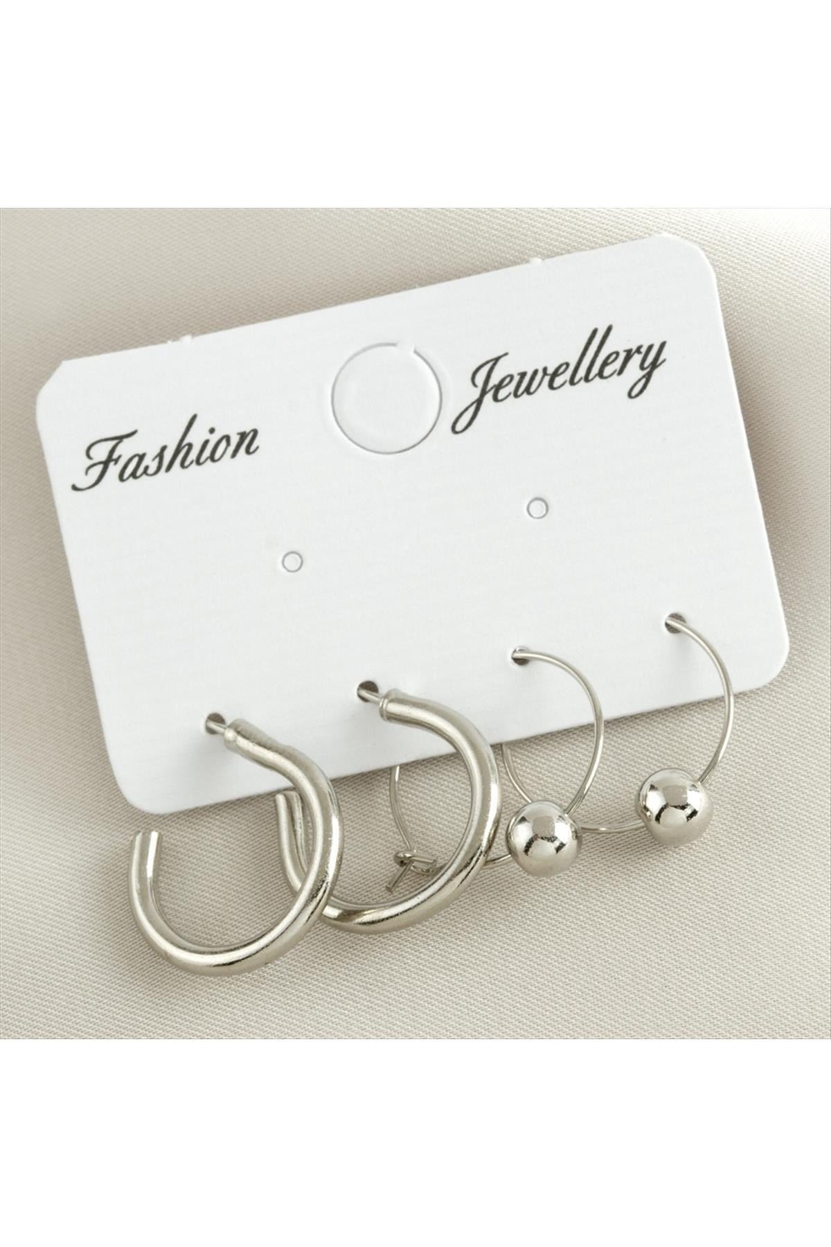 4 Adet Metal Boncuk Halka Küpe 1,5 cm