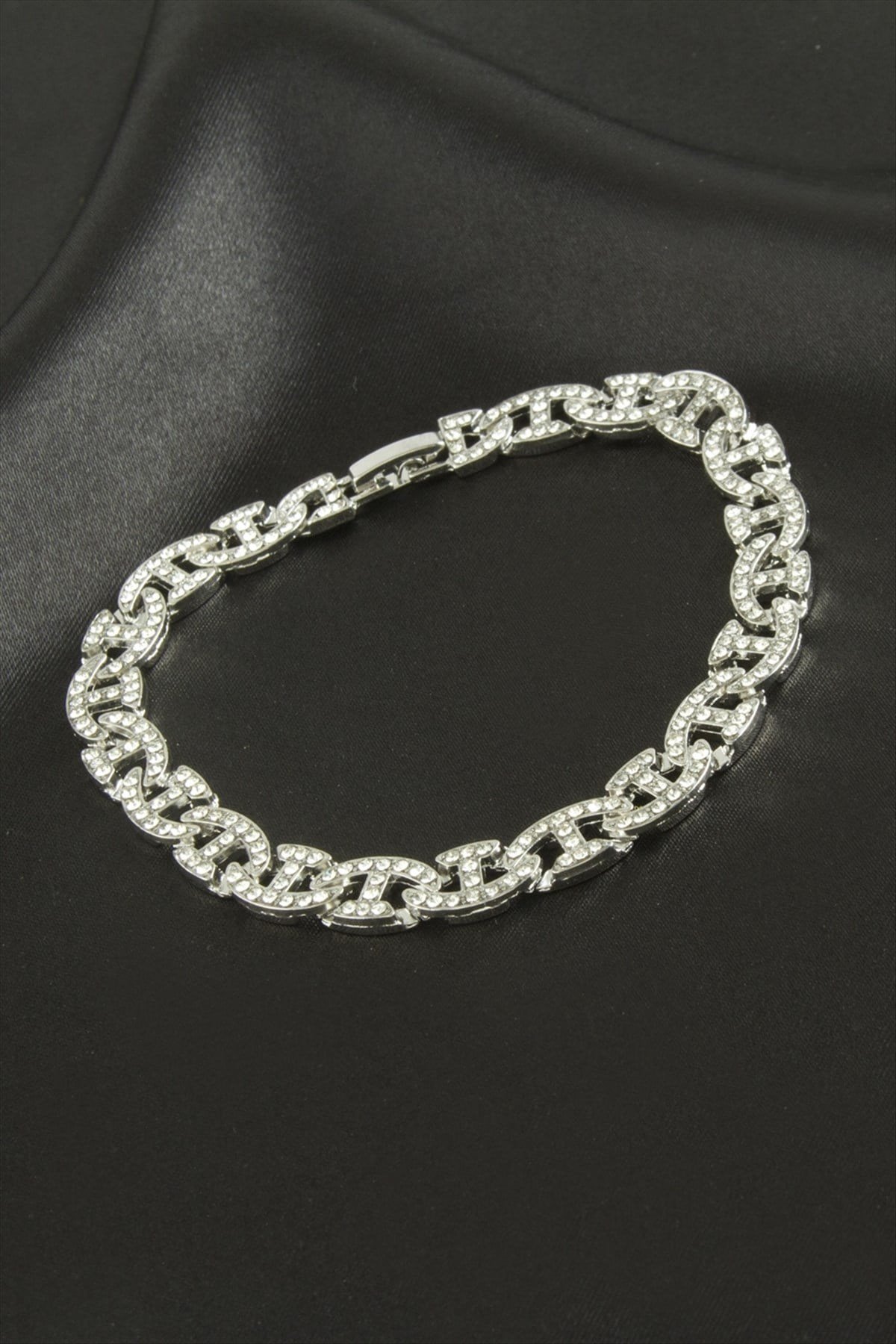 Chain Zirkon Taşlı Lüks Çelik Zincir Bileklik