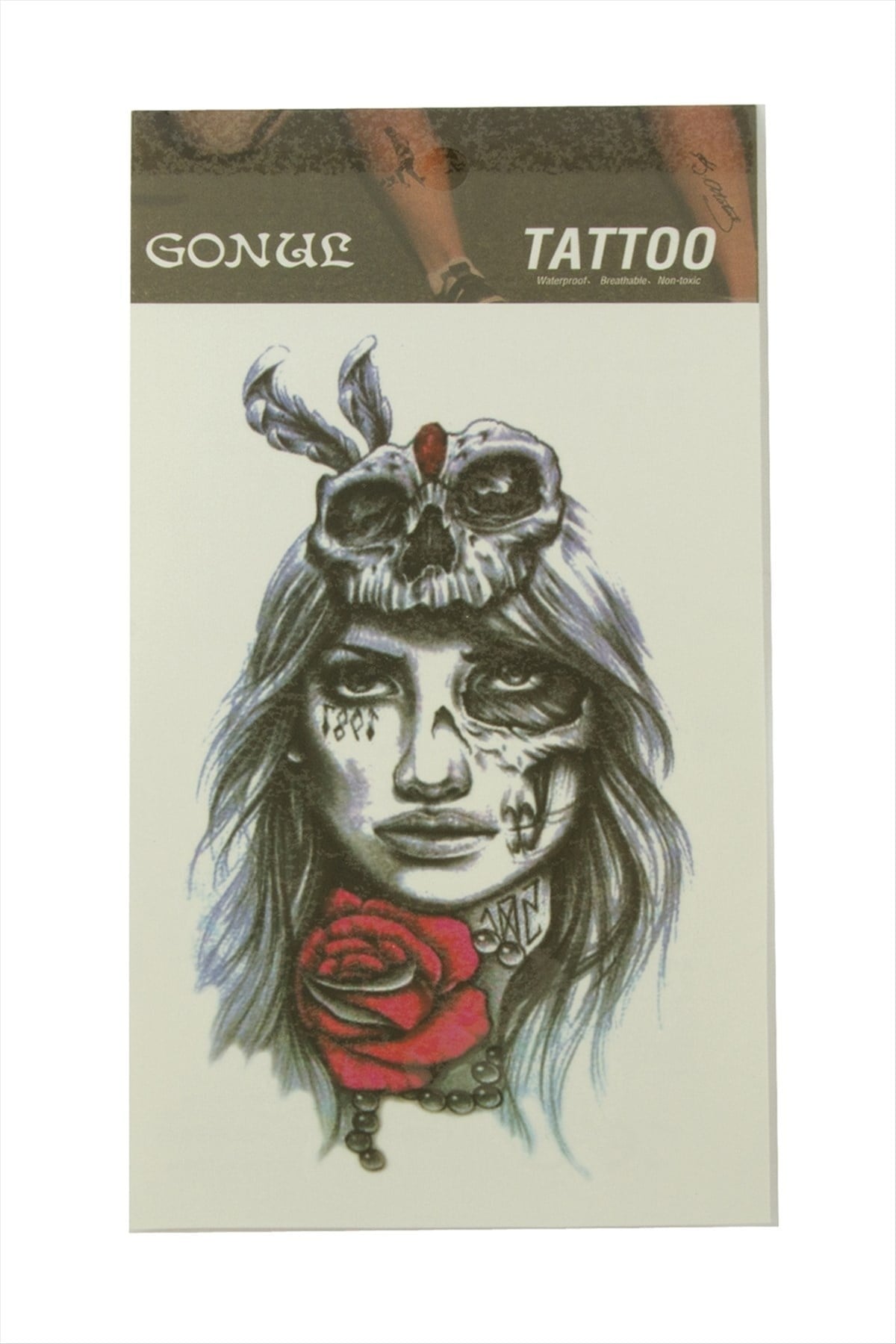 Gül Kuru Kafa Tattoo Dövme Sticker
