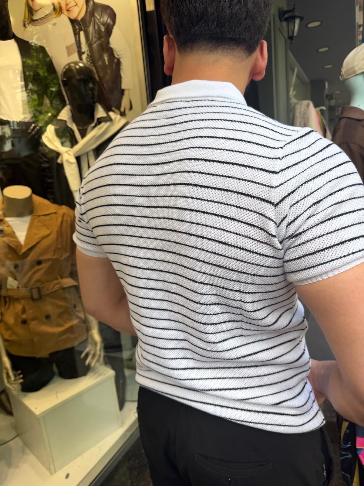 Örgü yakalı tshirt