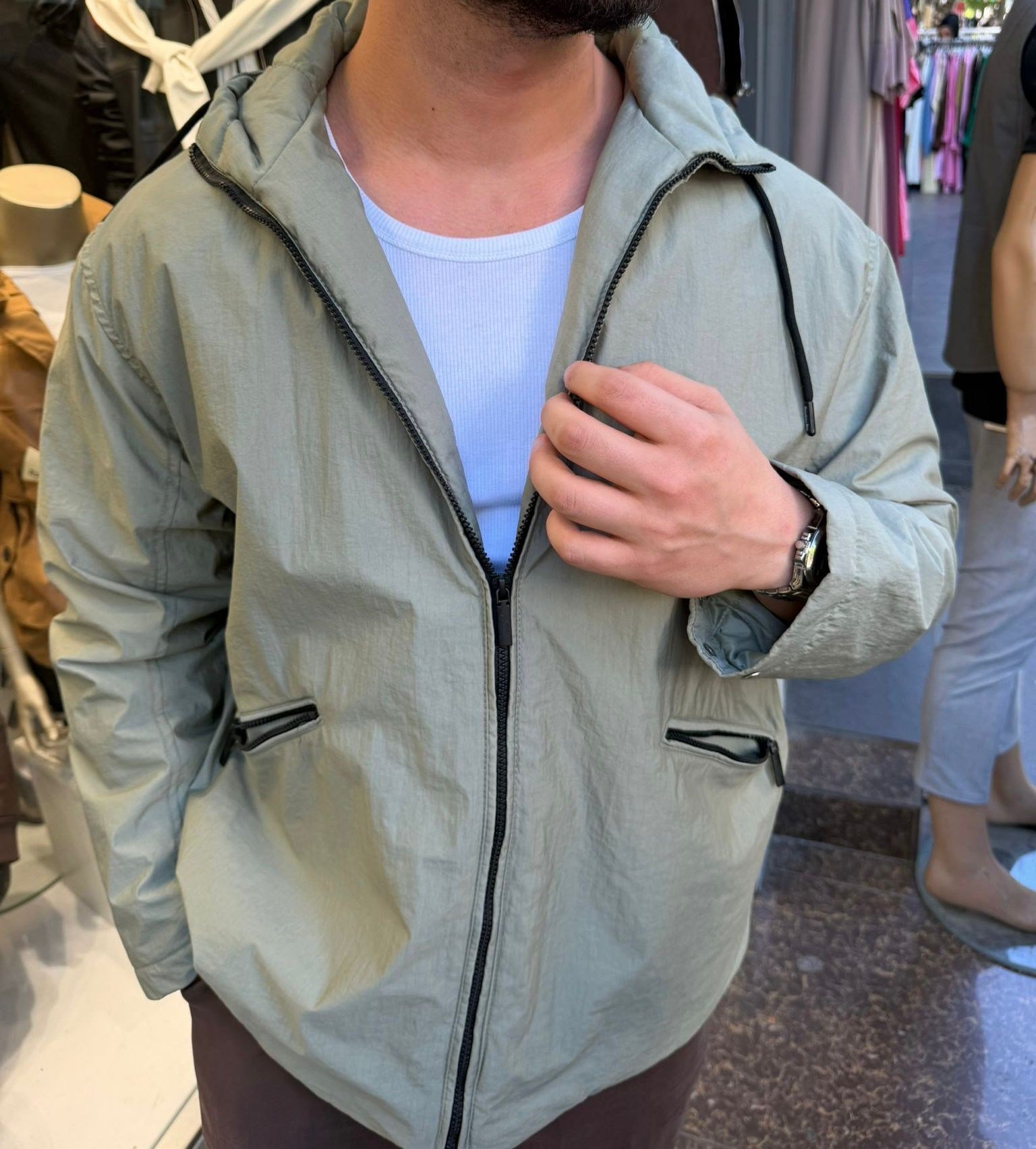 oversize yeşil renk yağmurluk