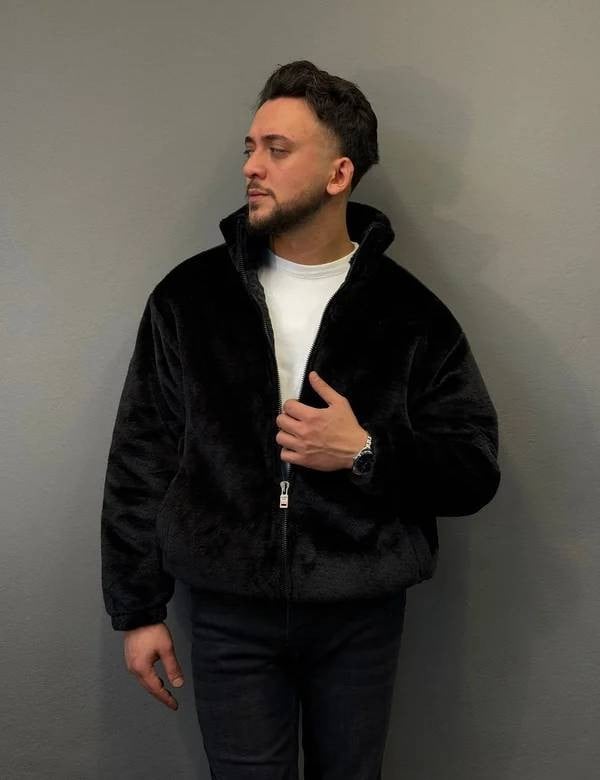 Siyah Peluş Mont