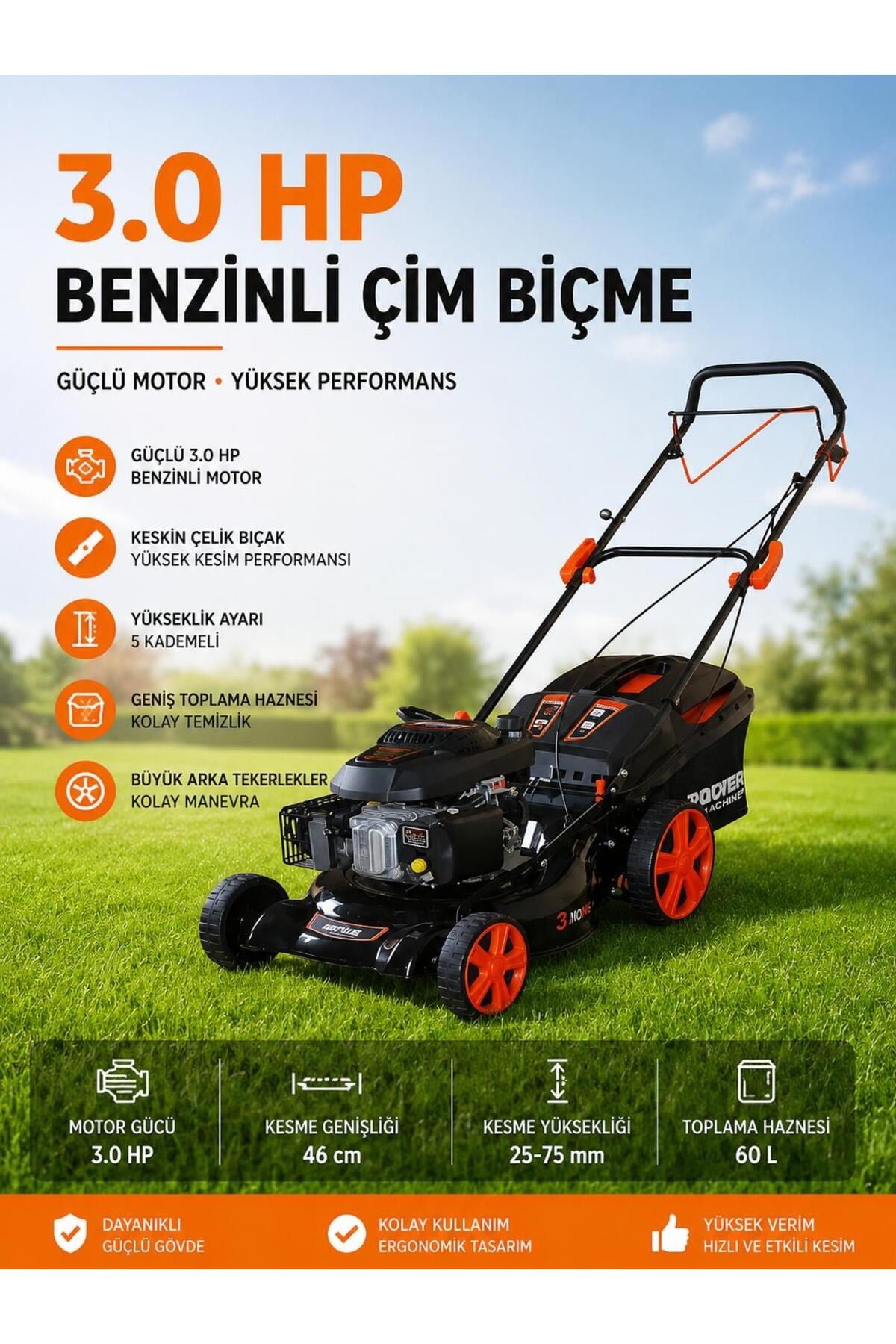 Pgs 685 Sl Benzinli Şanzımanlı Kendinden Yürümeli Çim Biçme Makinesi