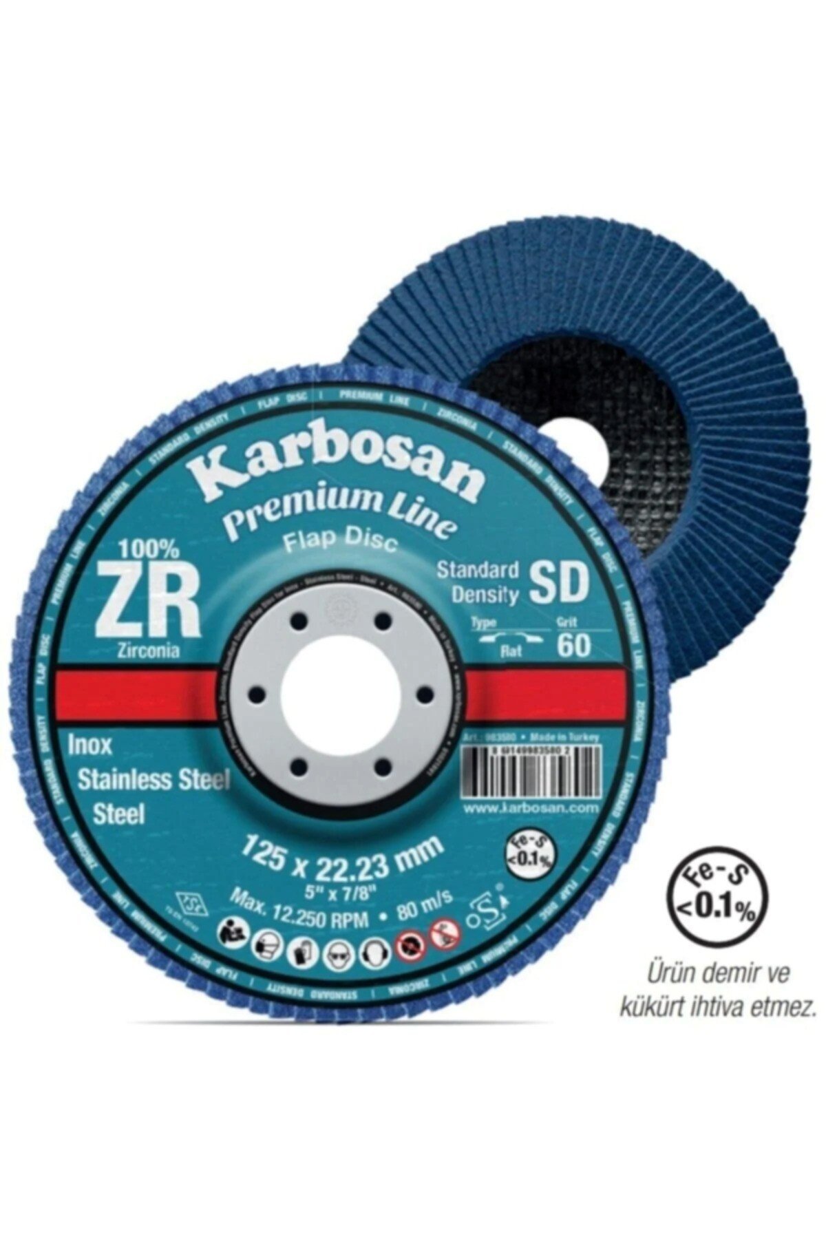Premium Line Flap Disk ZR Sd 125x22 mm 80 Kum Düz-KARBOSAN (10adet)