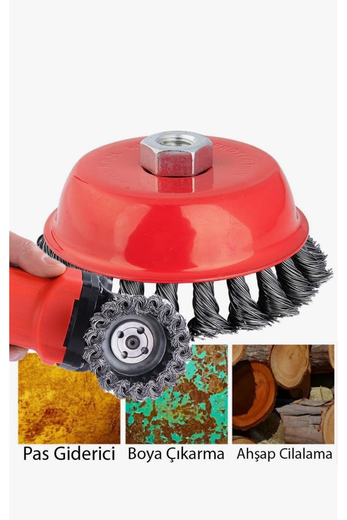 Siyah Burgulu Çanak Tel Fırça 100 mm