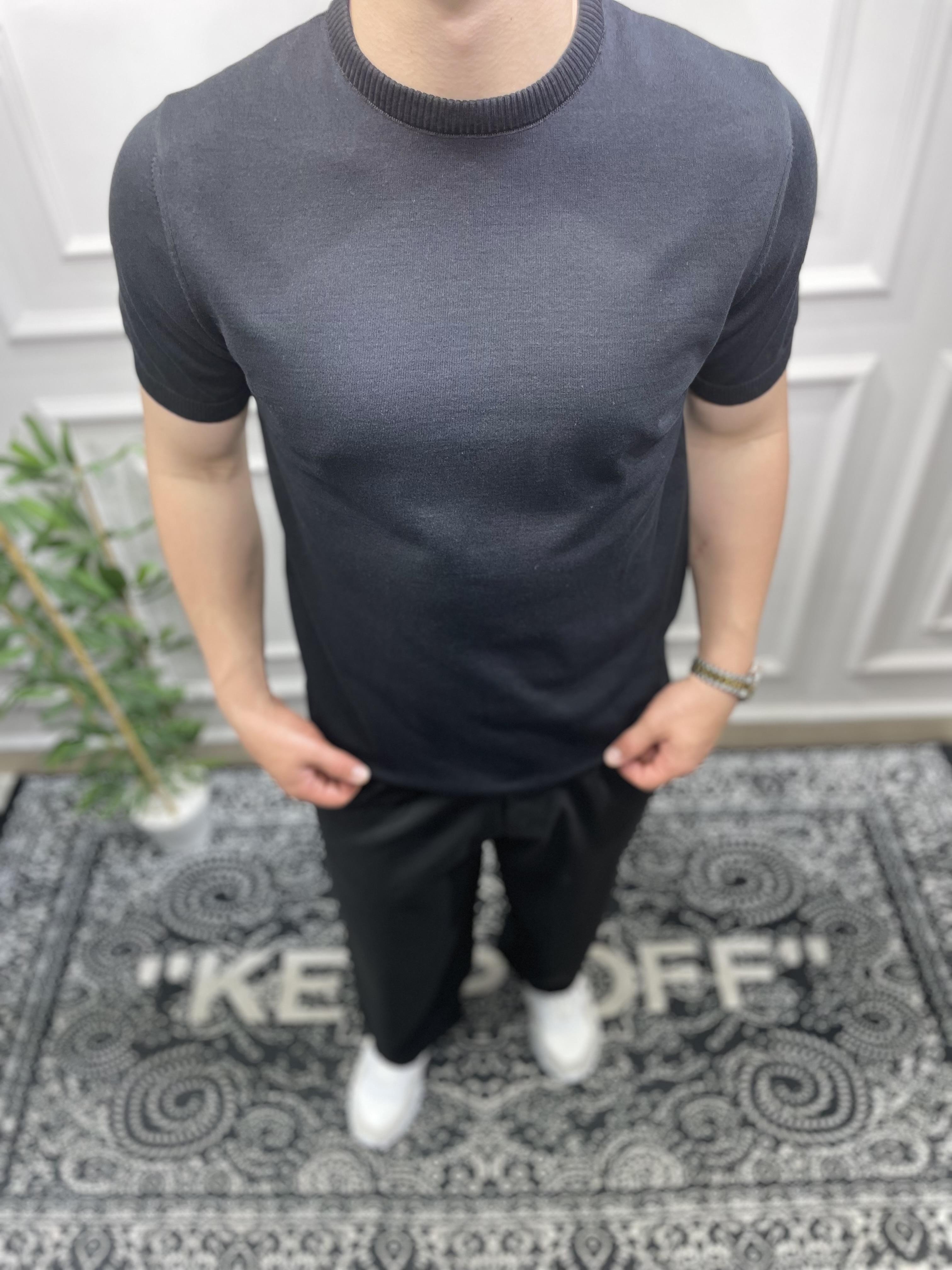 Basic Bisiklet Yaka Triko - Siyah