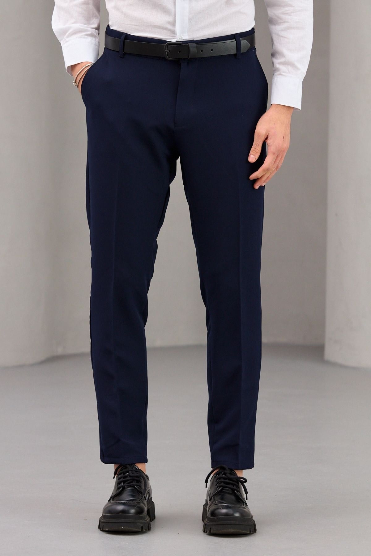 Double Reguler Kumaş Pantolon Lacivert - Wng8033