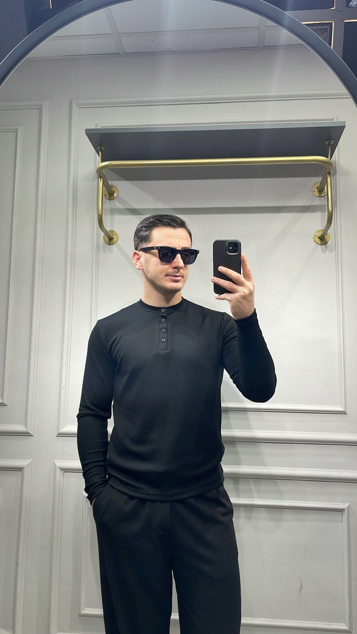 Modal Düğme Detay Sweat - Siyah