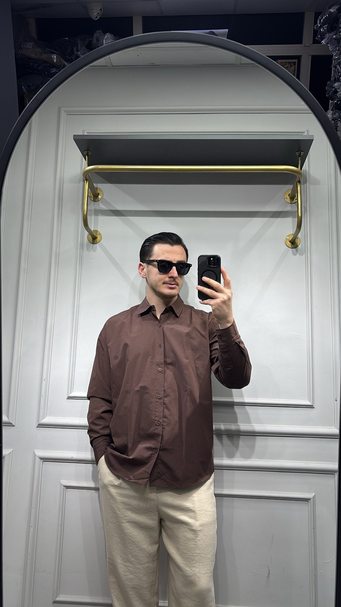 Poplin Oversize Gömlek Kahverengi - Wng9001