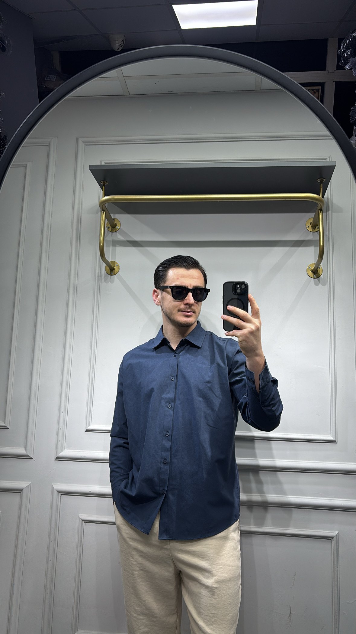 Poplin Oversize Gömlek Lacivert - Wng9001
