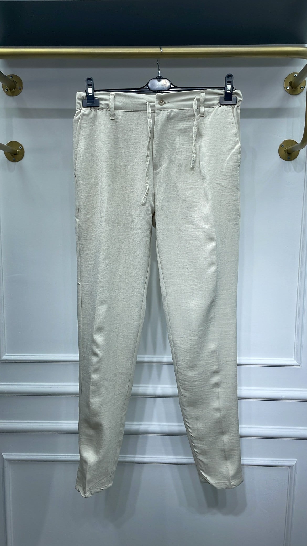 Reguler Fresh İpli Keten Pantolon Gri - Wng