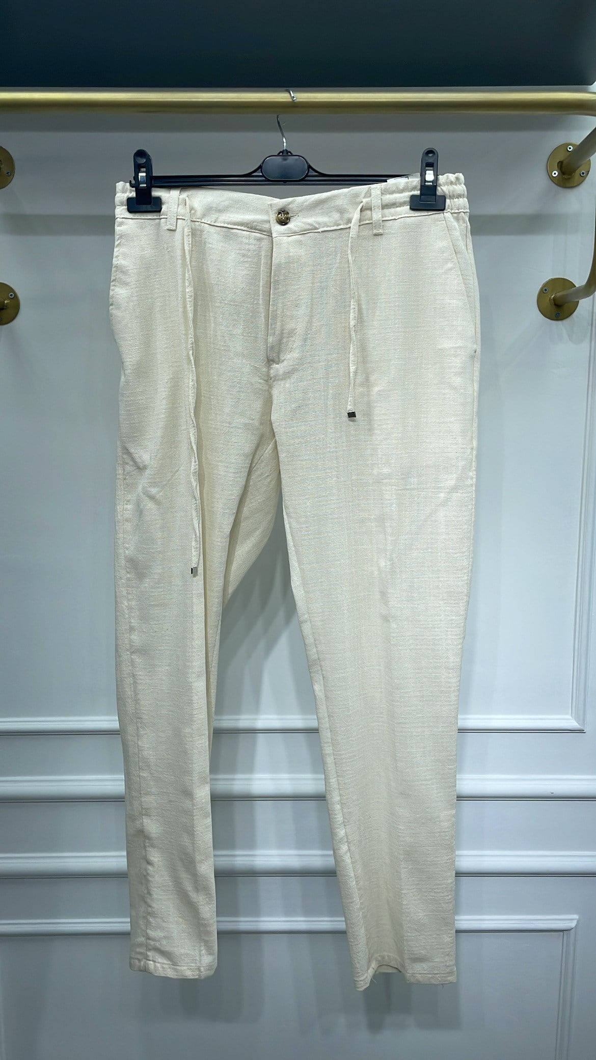 Reguler Keten Pantolon Bej - Wng002