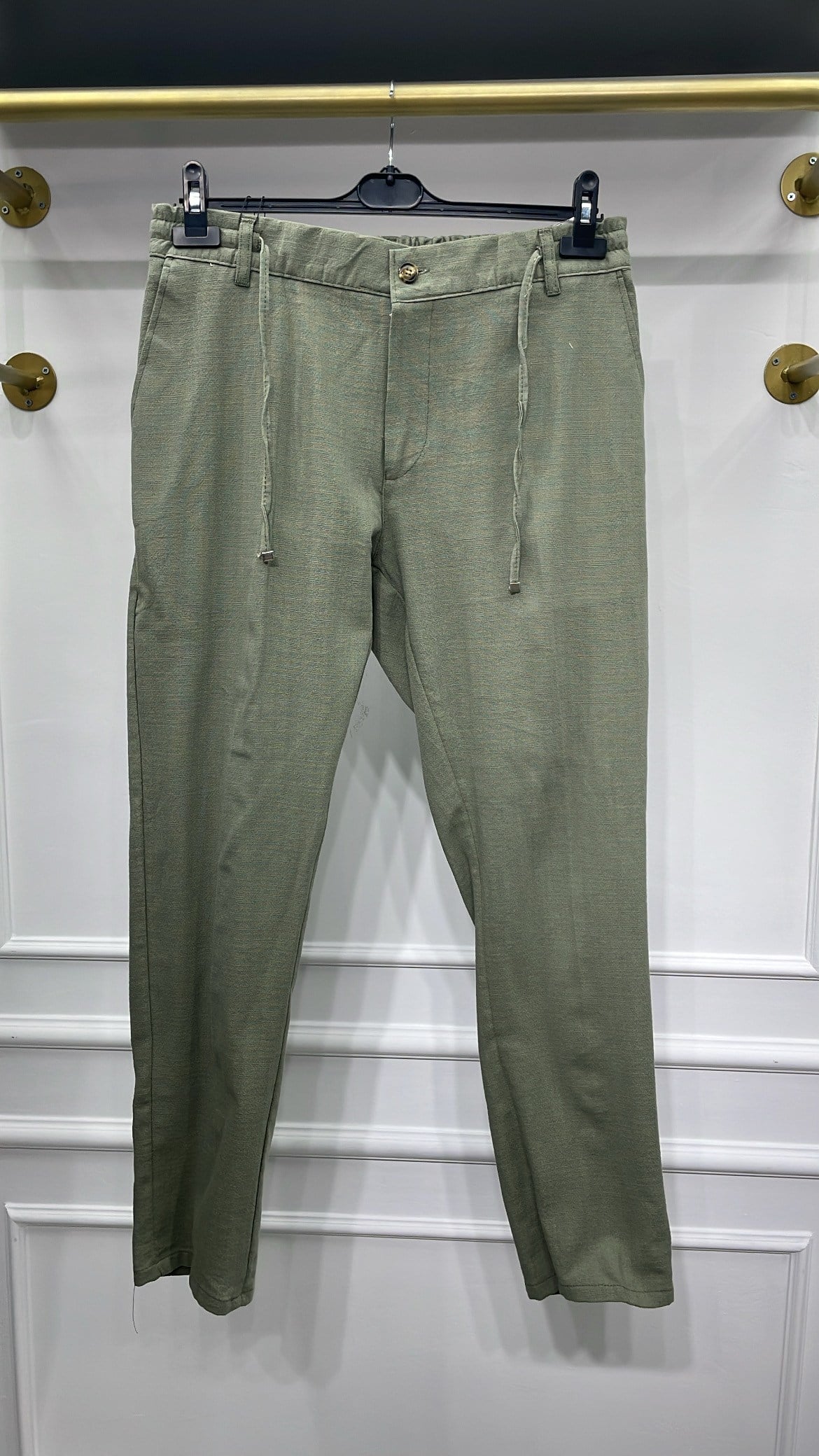 Reguler Keten Pantolon Haki - Wng002