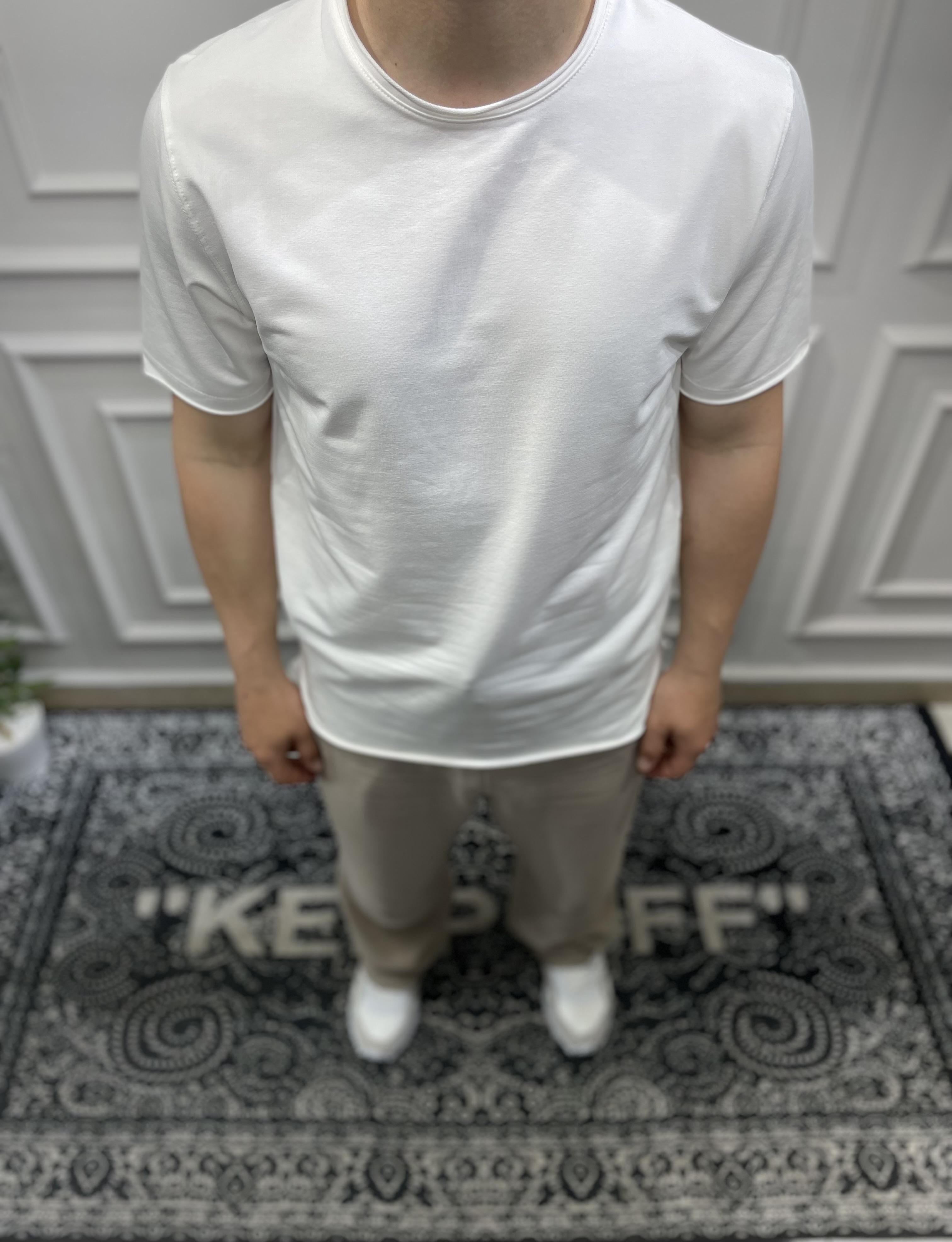 Yırtmaçlı Basic Oversize T-Shirt - Beyaz