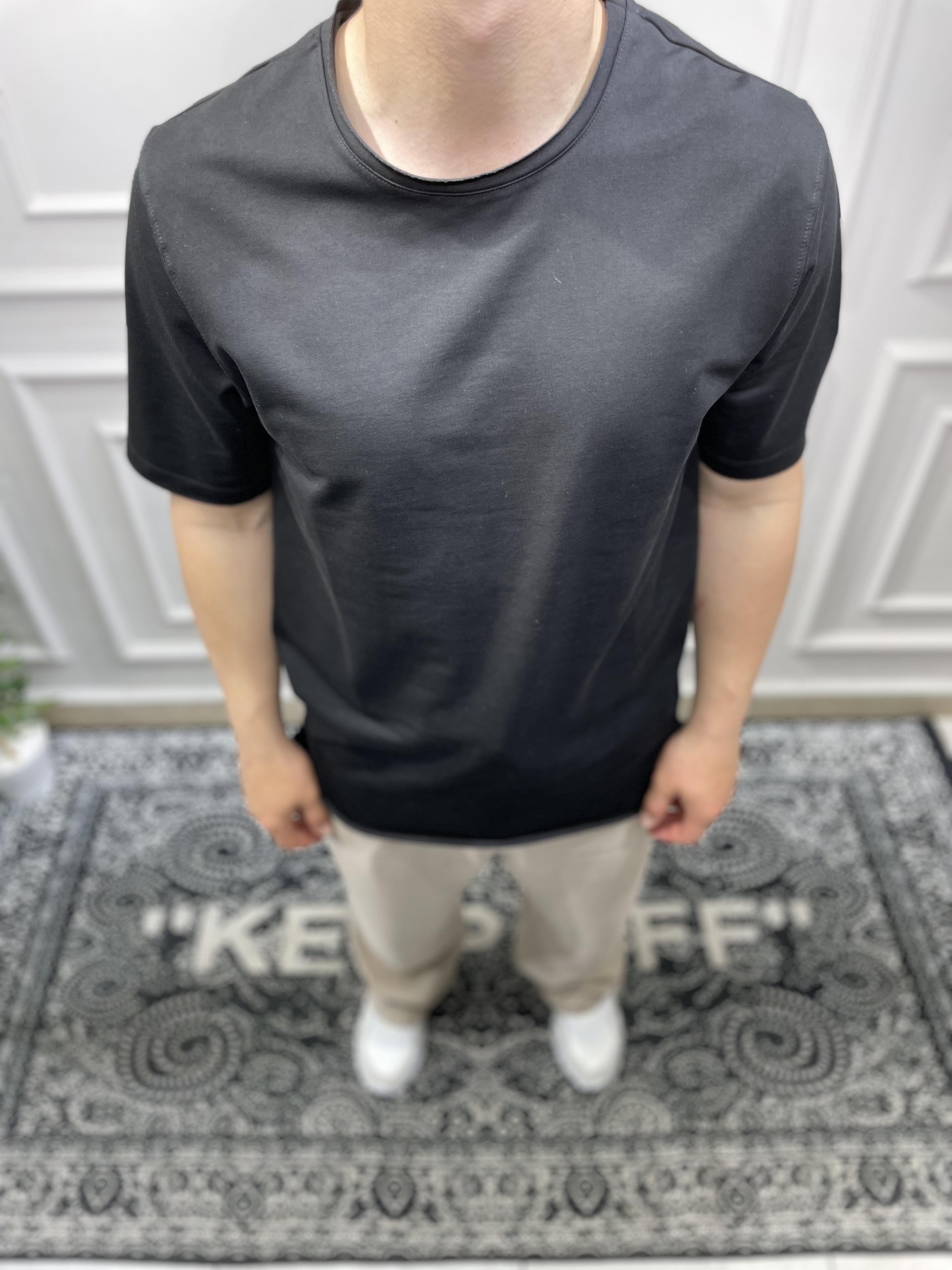 Yırtmaçlı Basic Oversize T-Shirt - Siyah