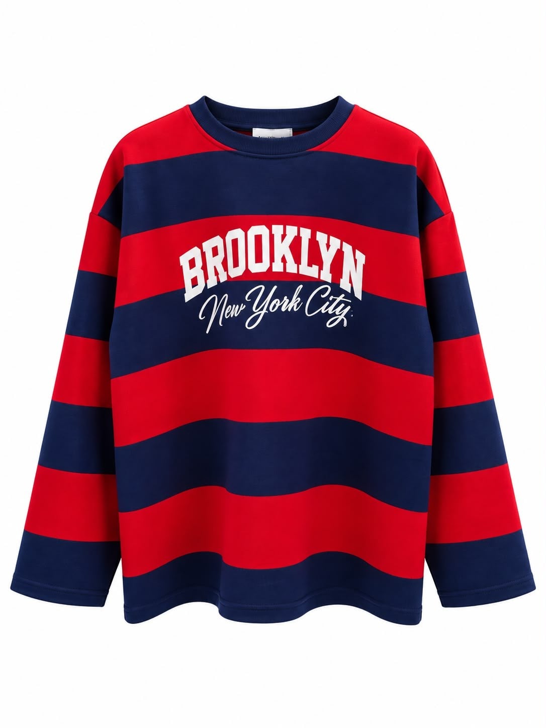 Baskılı Bordo Mavi Çizgili Sweat