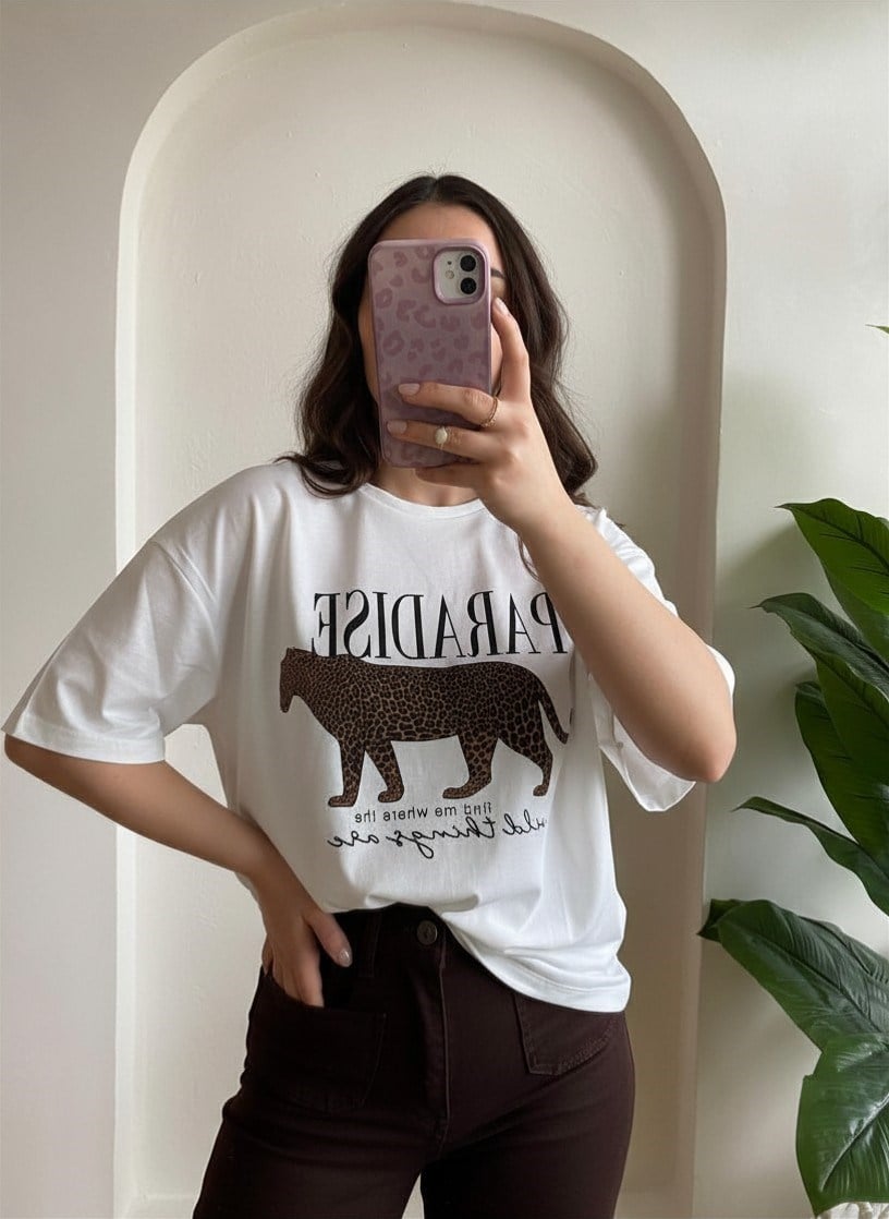 Kaplan Baskılı T-shirt
