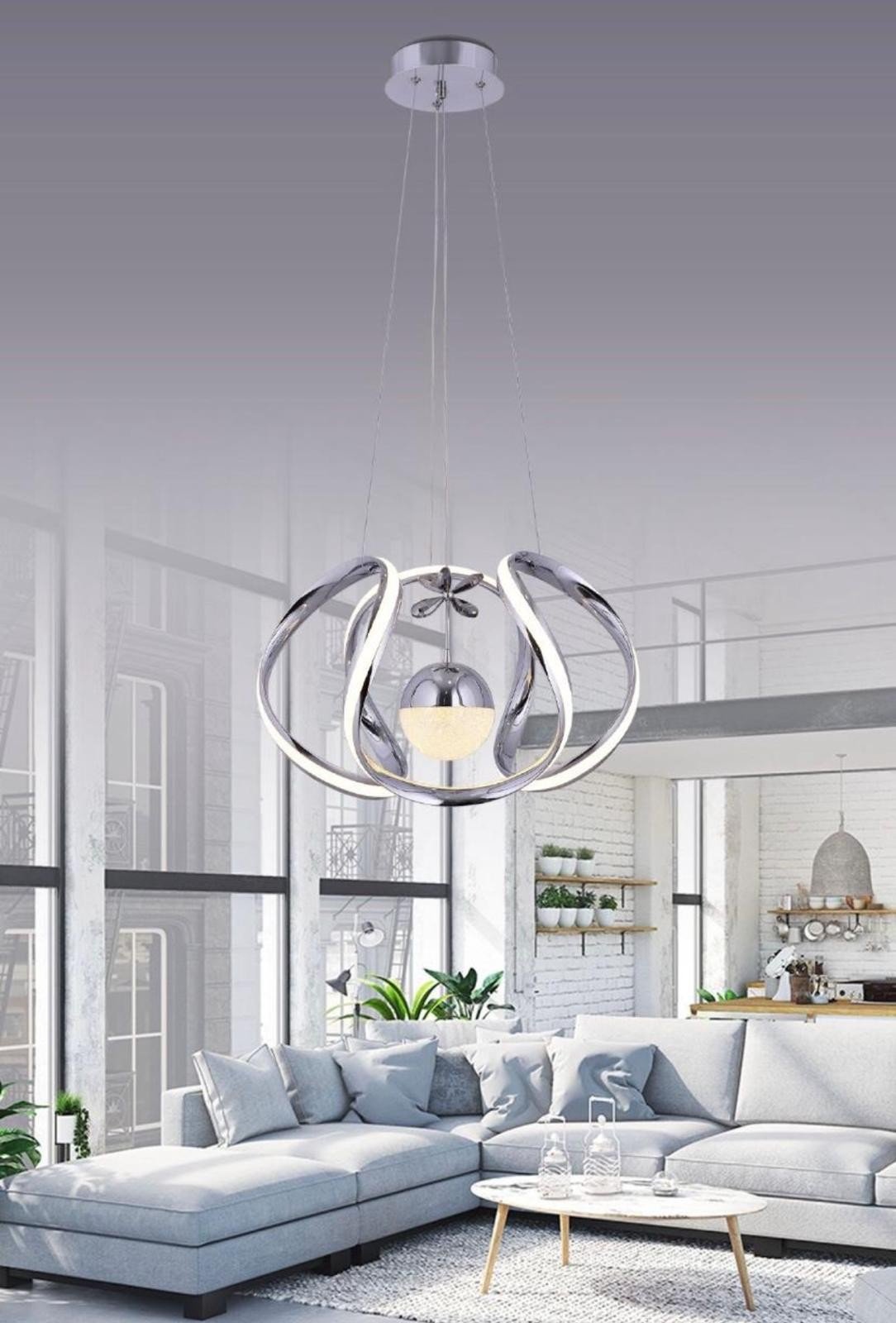 AHTAPOT TEKLİ LED SARKIT KROM AVİZE