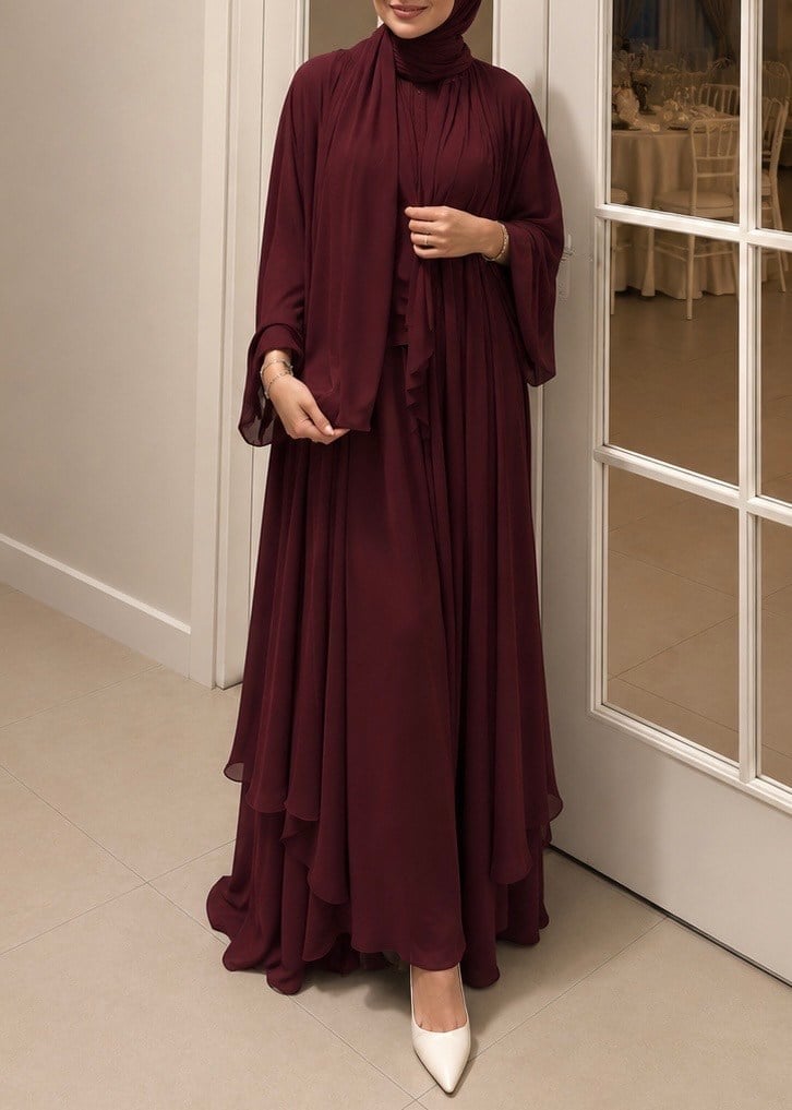Abaya Takım Bordo
