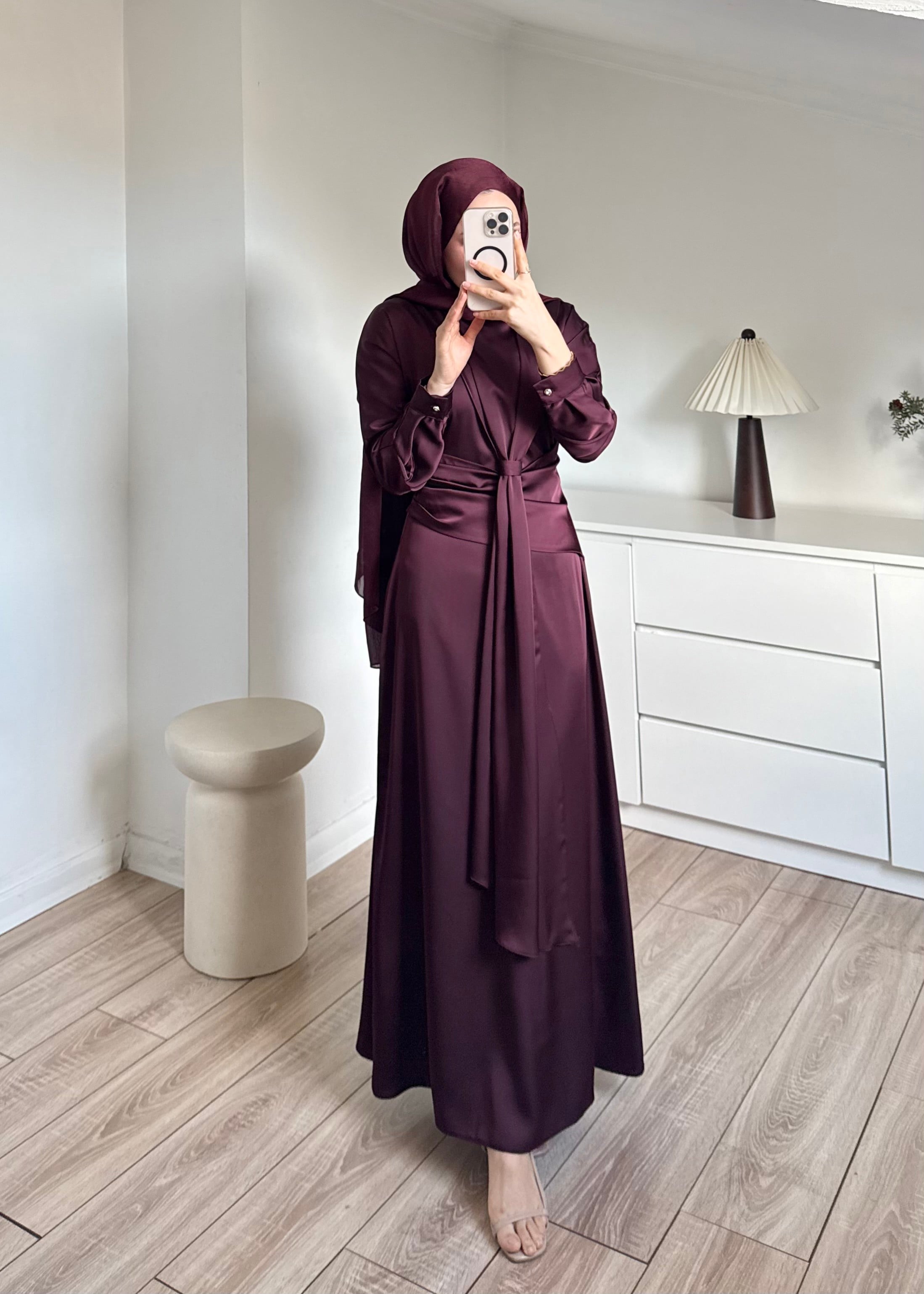 Bianca Saten Elbise Mürdüm