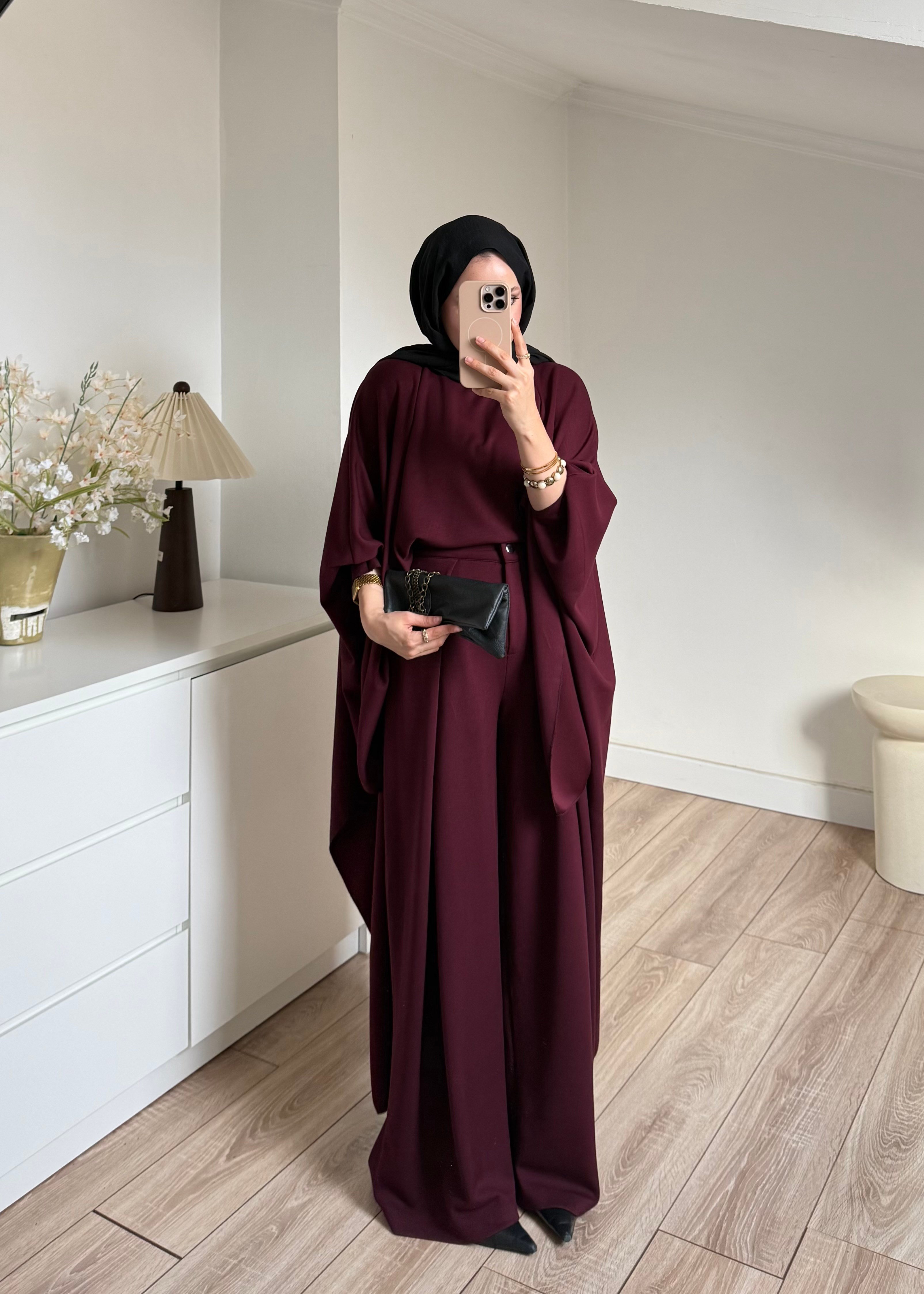 Pelerinli Oysho Takım Bordo 