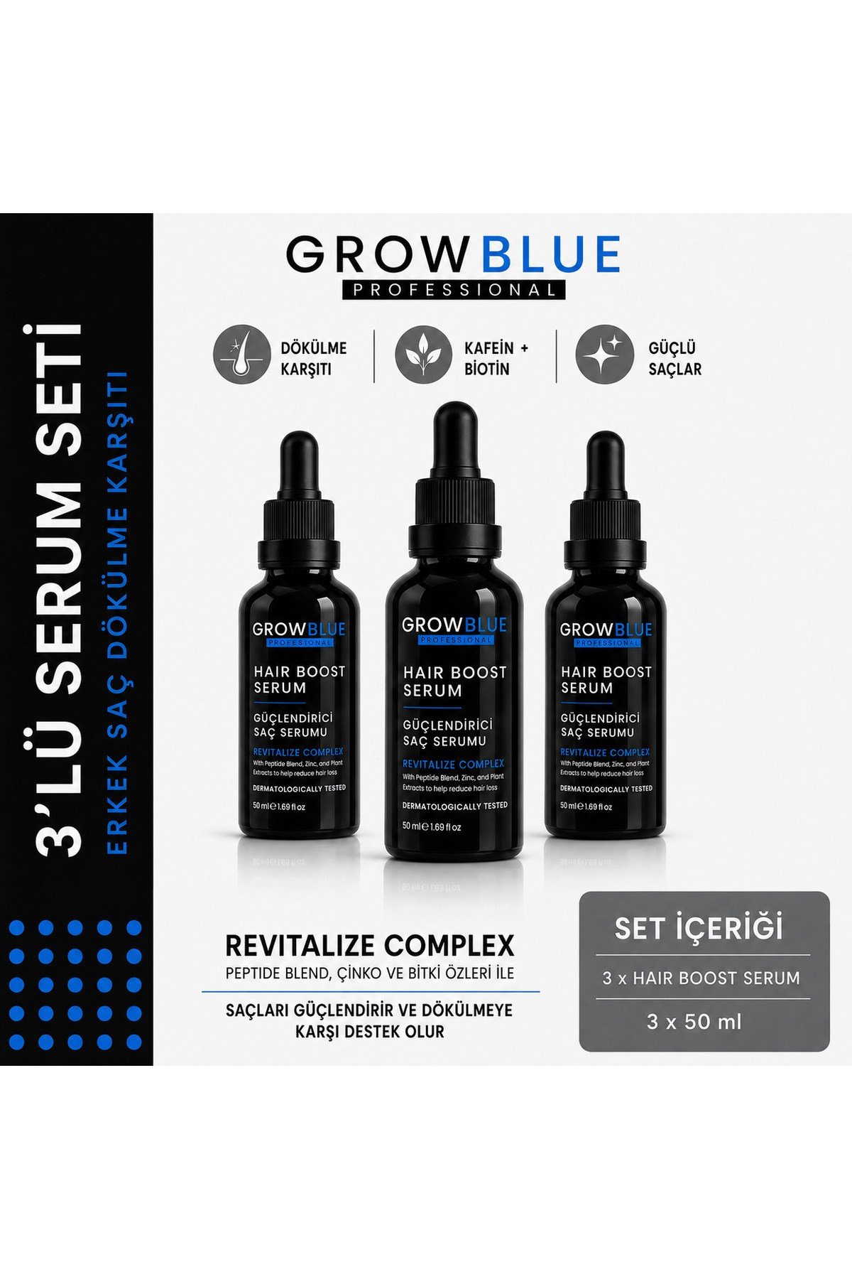 3lü Erkek Saç Dökülme Karşıtı Serum 50 ml | Kök Güçlendirici Bakım
