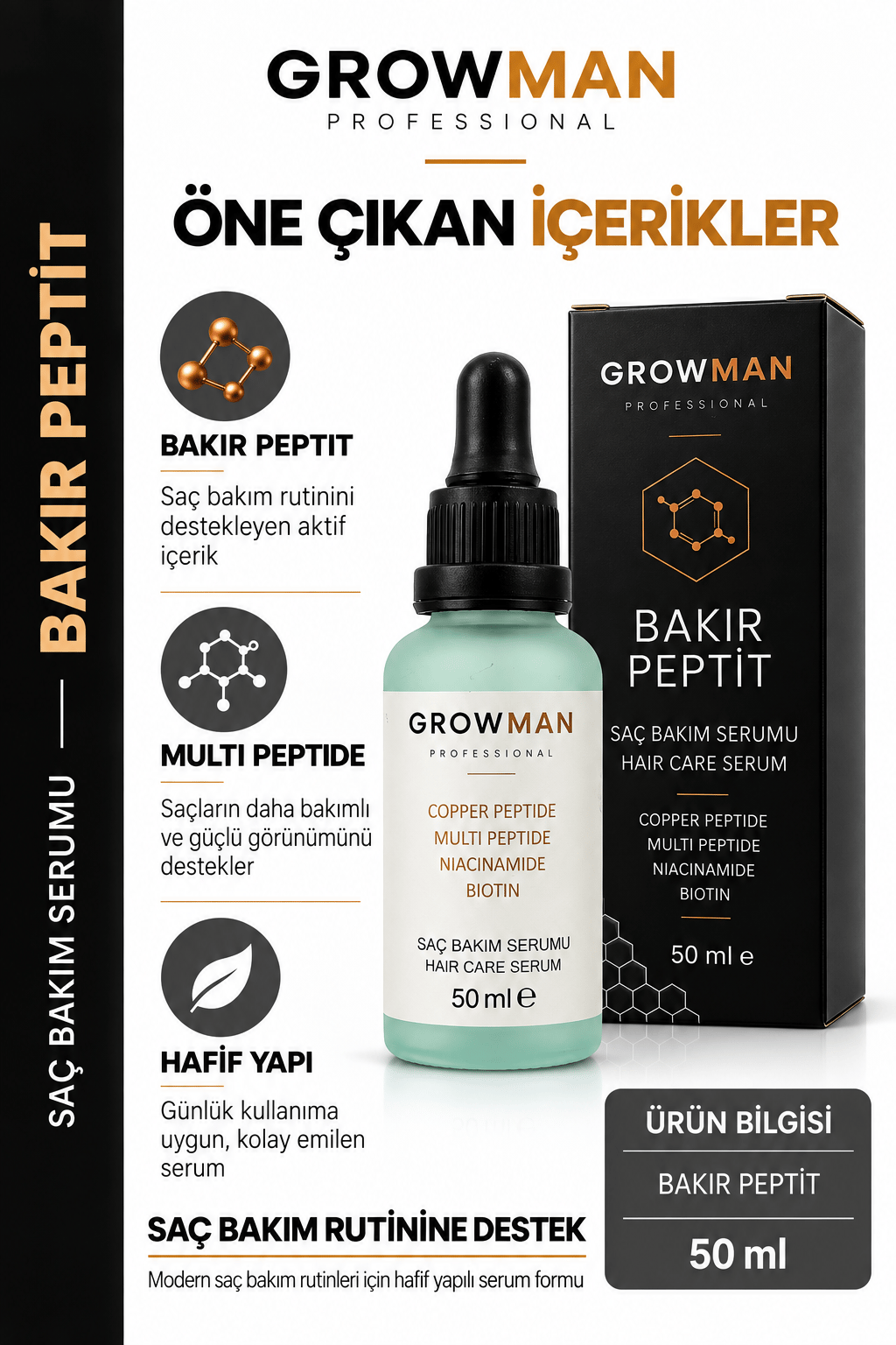 Bakır Peptit - Saç Bakım Serumu 50 ml