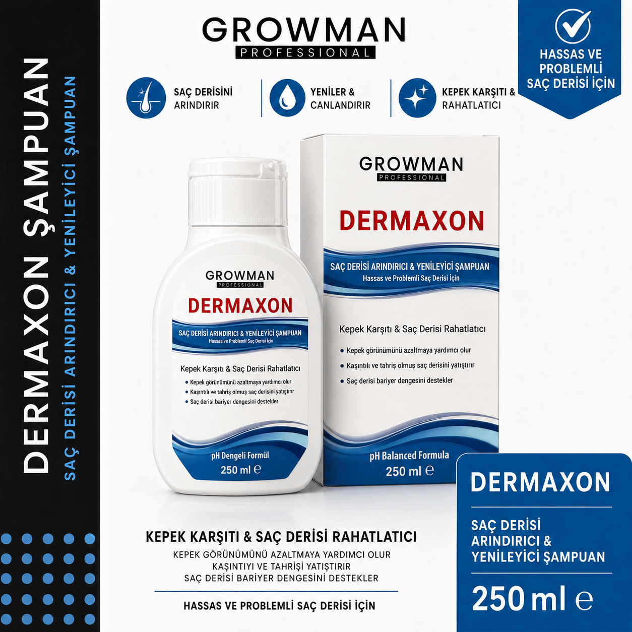 Dermaxon Kepek Karşıtı Şampuan 250 ml | ve Kaşıntıya Etkili Bakım