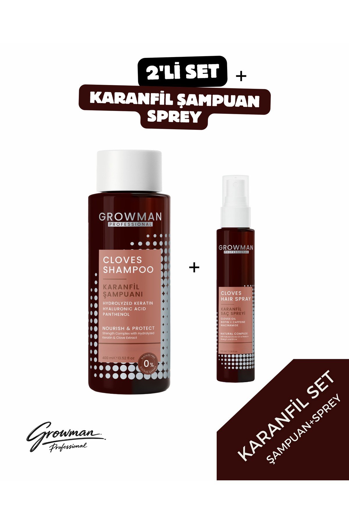 Karanfil Özlü Şampuan ve Karanfil Suyu Set – Saç Dökülme Karşıtı Destekleyici Bakım