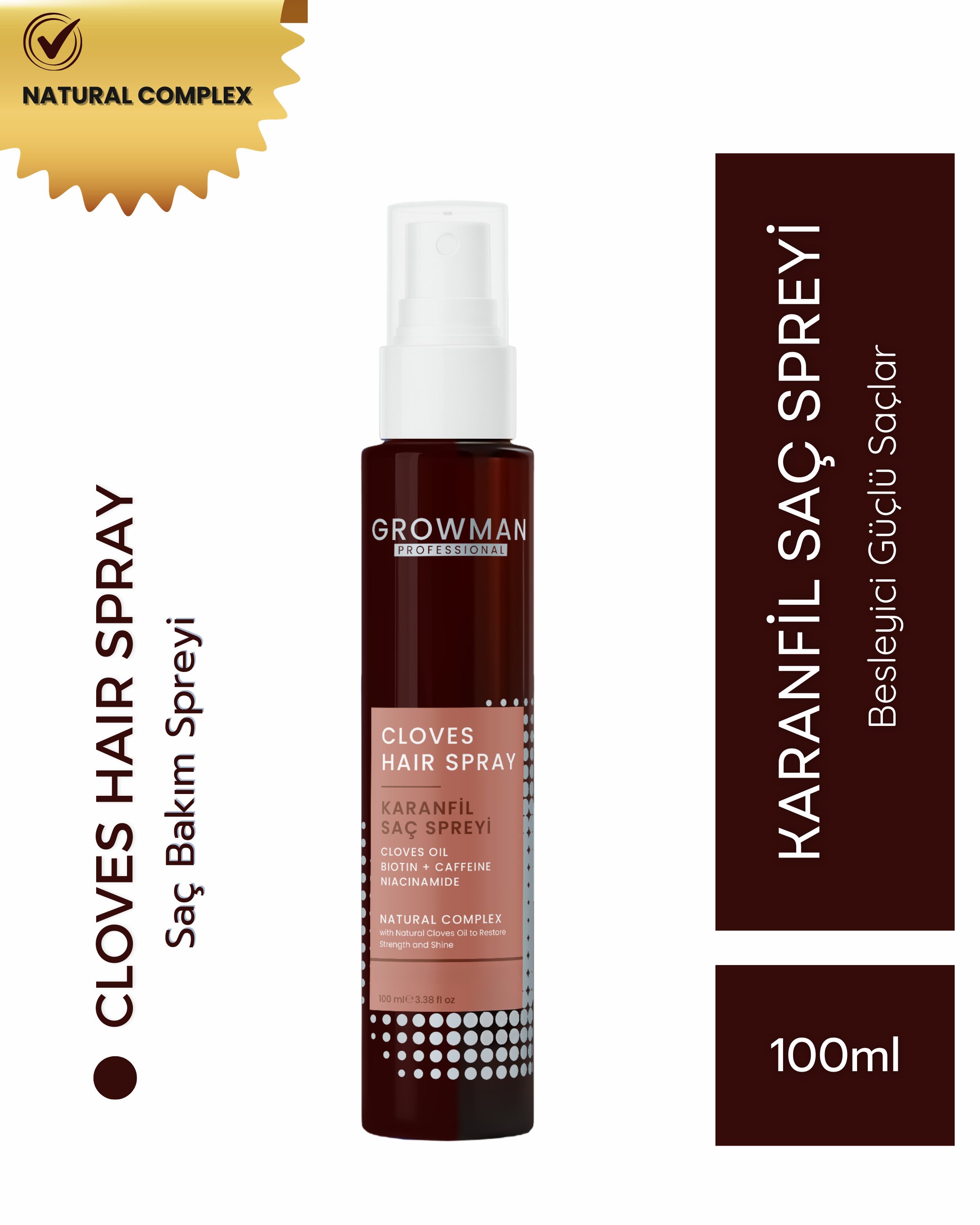 Karanfil Suyu Sprey 100 ML – Saç Güçlendirici ve Saç Derisi Canlandırıcı Bakım Spreyi