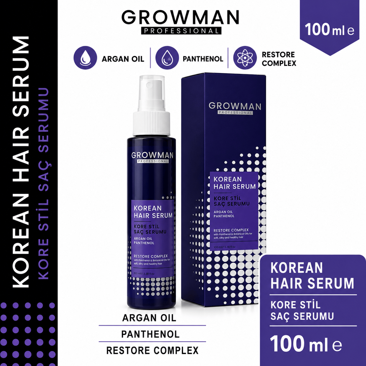 Korean Hair Serum 100 ML – Parlaklık Veren & Elektriklenme Karşıtı Saç Bakımı