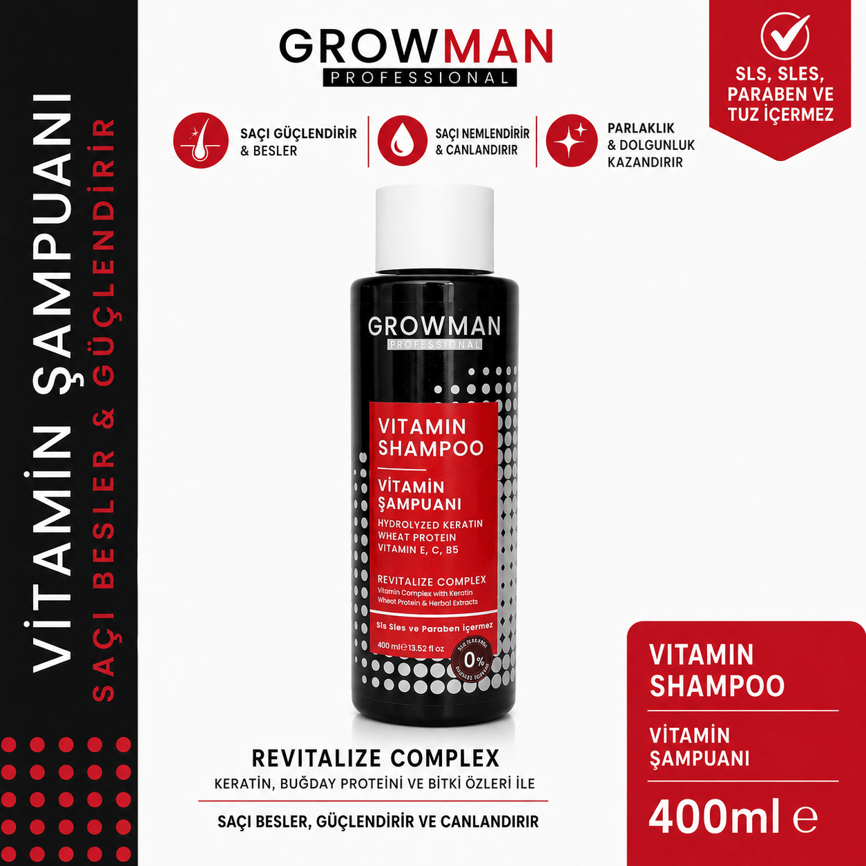 Vitamin Şampuan 400 ML – Besleyici & Güçlendirici Saç Bakımı