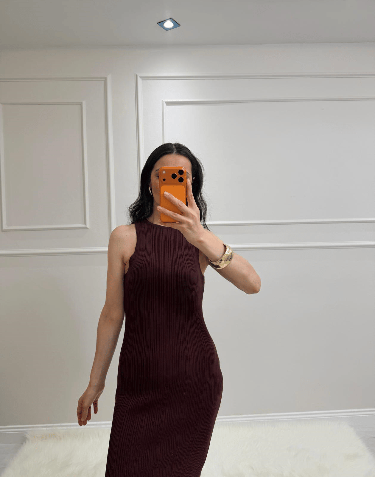 Triko Elbise Acı Kahve