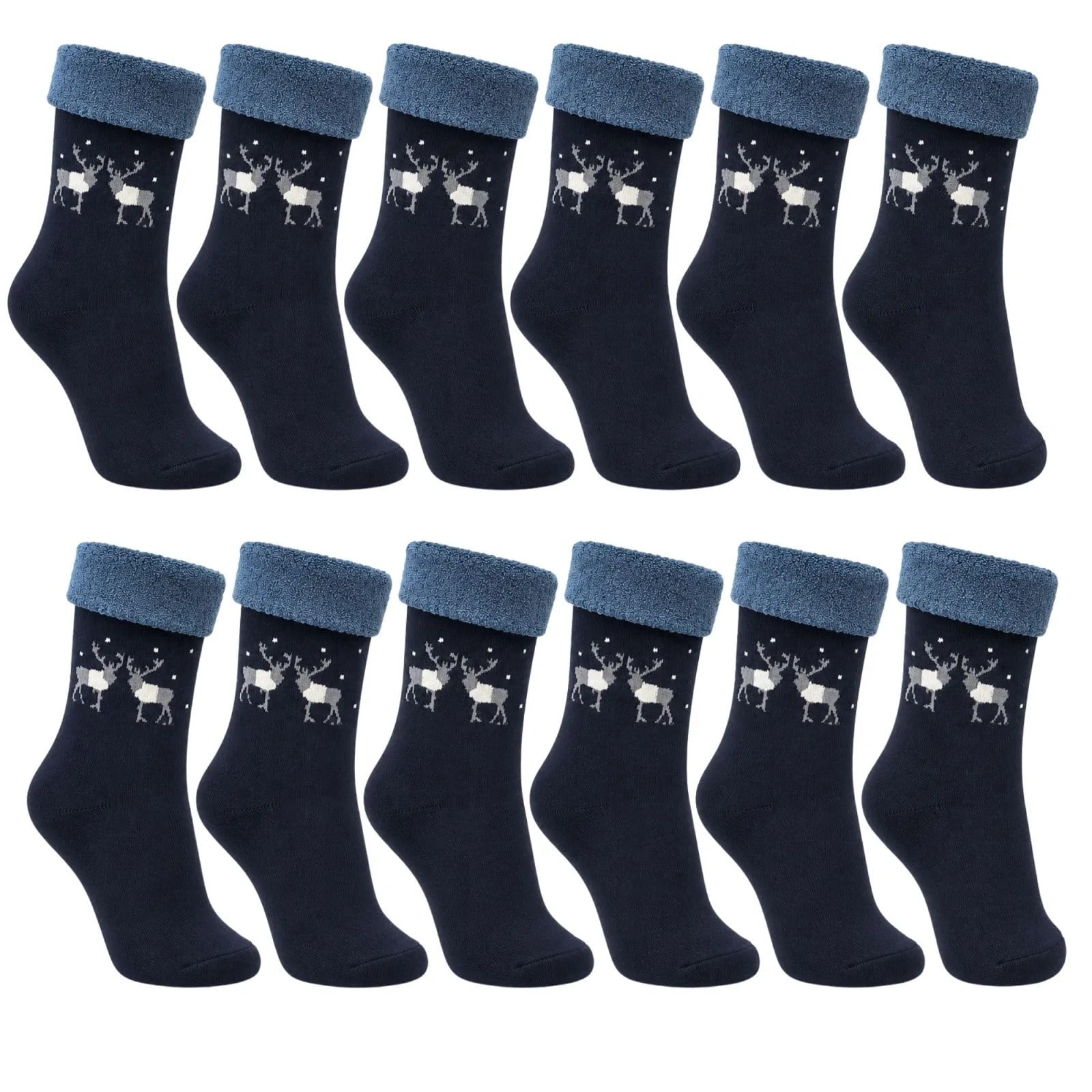 12’li Kadın Kışlık Havlu Çorap Sıcak Tutan Karışık Desenli Ekonomik Çoklu Çorap Seti