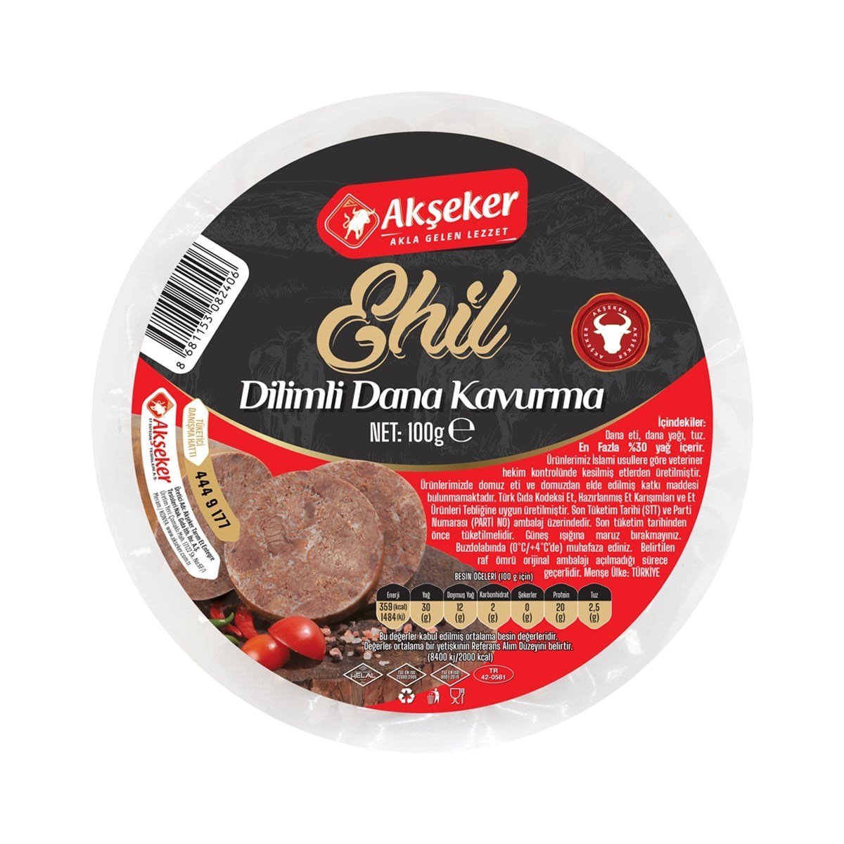 AKŞEKER DİLİMLİ KAVURMA 150 GR