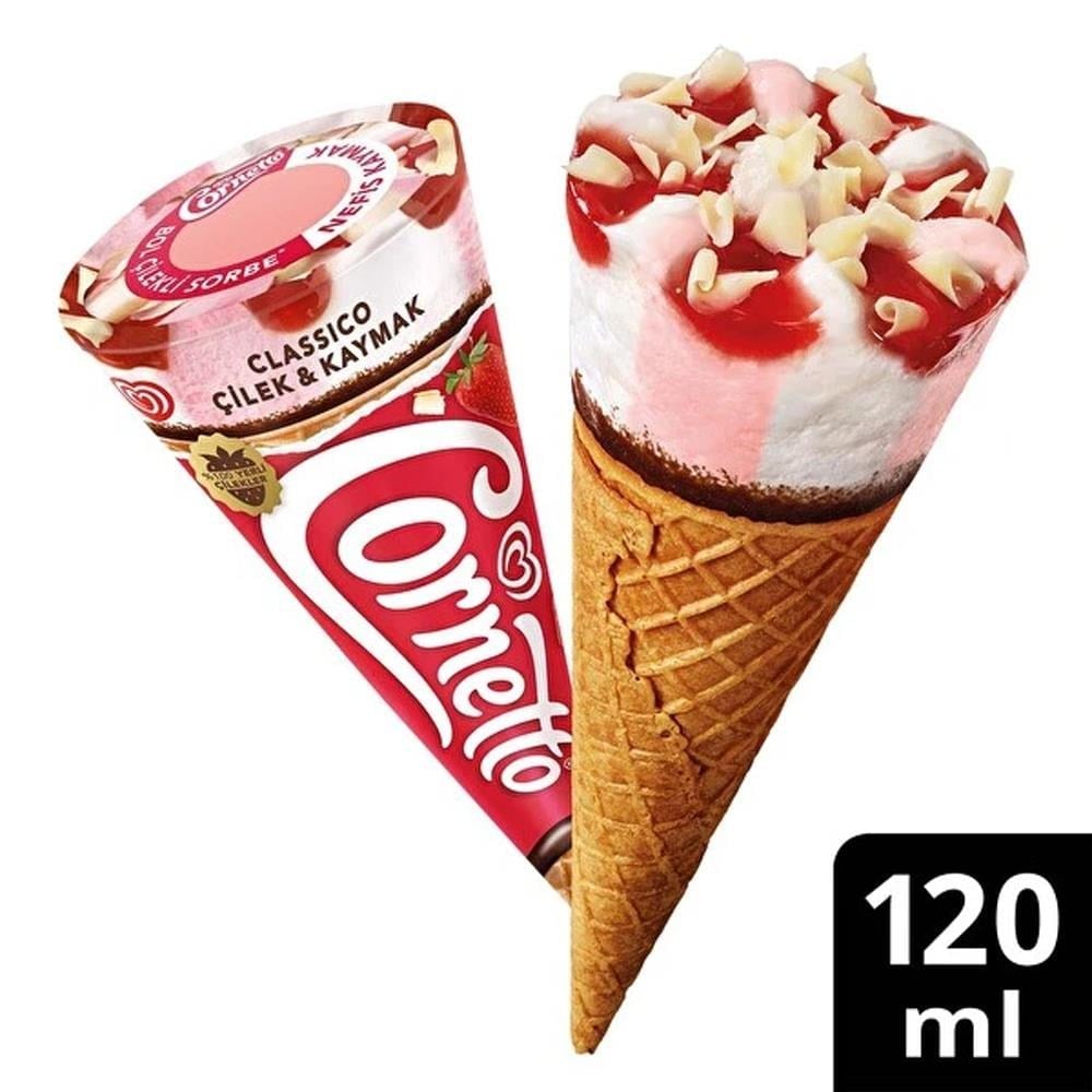 ALGİDA CORNETTO CLASSİCO ÇİLEK & KAYMAK 120 ML