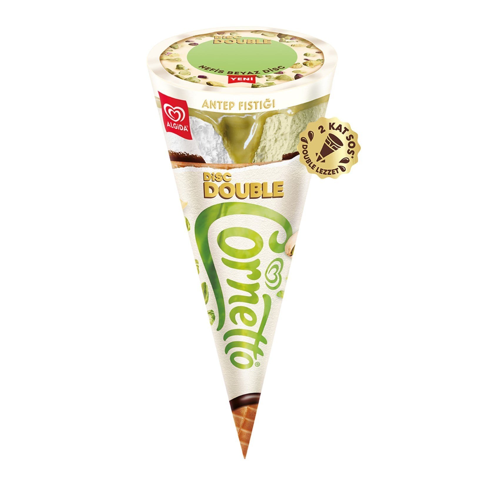 ALGİDA CORNETTO DISC DOUBLE ANTEP FISTIKLI 130 ML