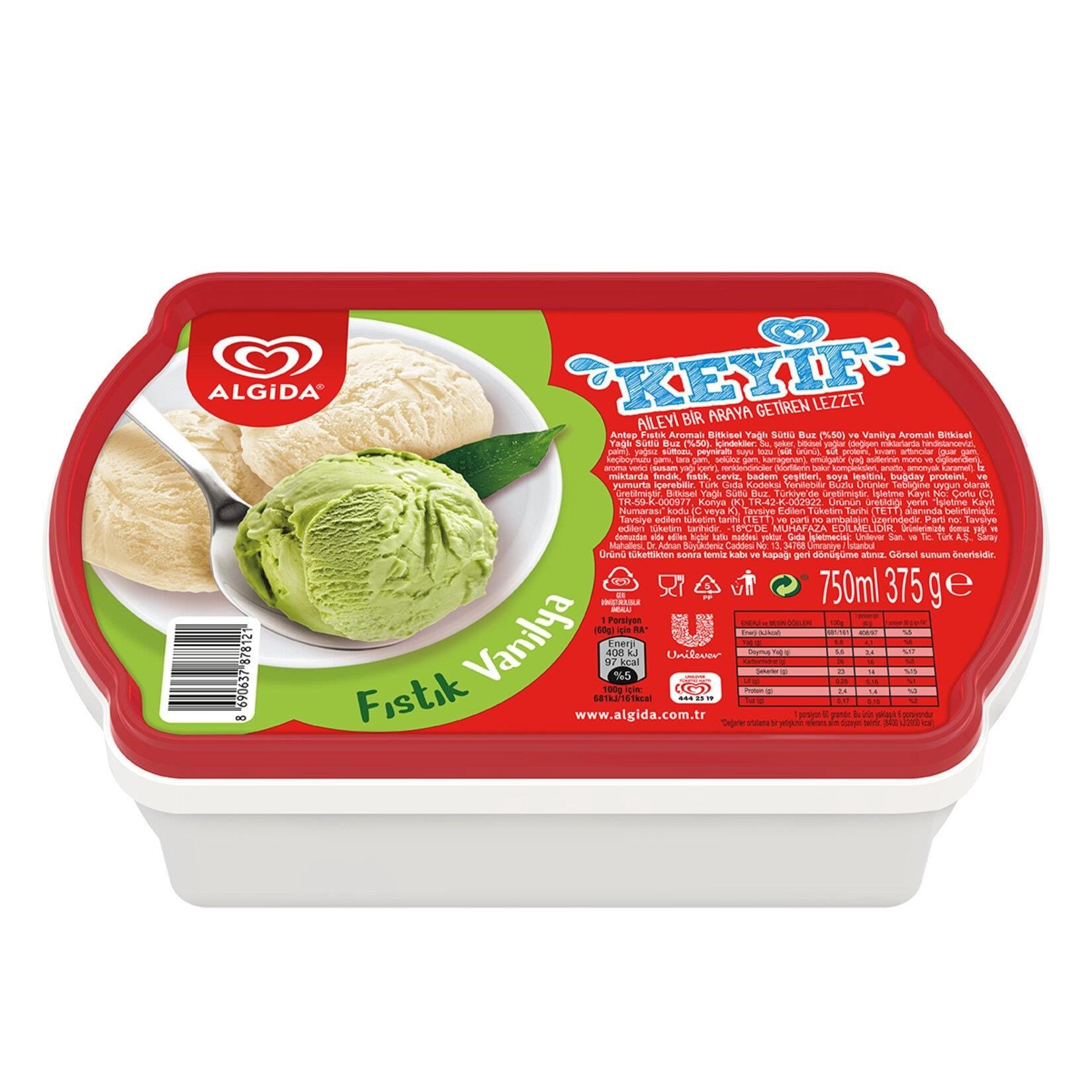 ALGİDA KEYİF FISTIK VANİLYA DONDURMA 750 ML
