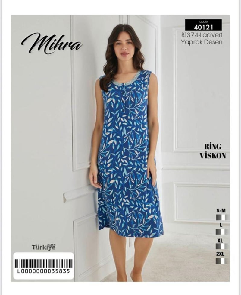 Mihra 40121-R1374 Kadın Bambu Viskon Sıfır Kol Patlı Elbise